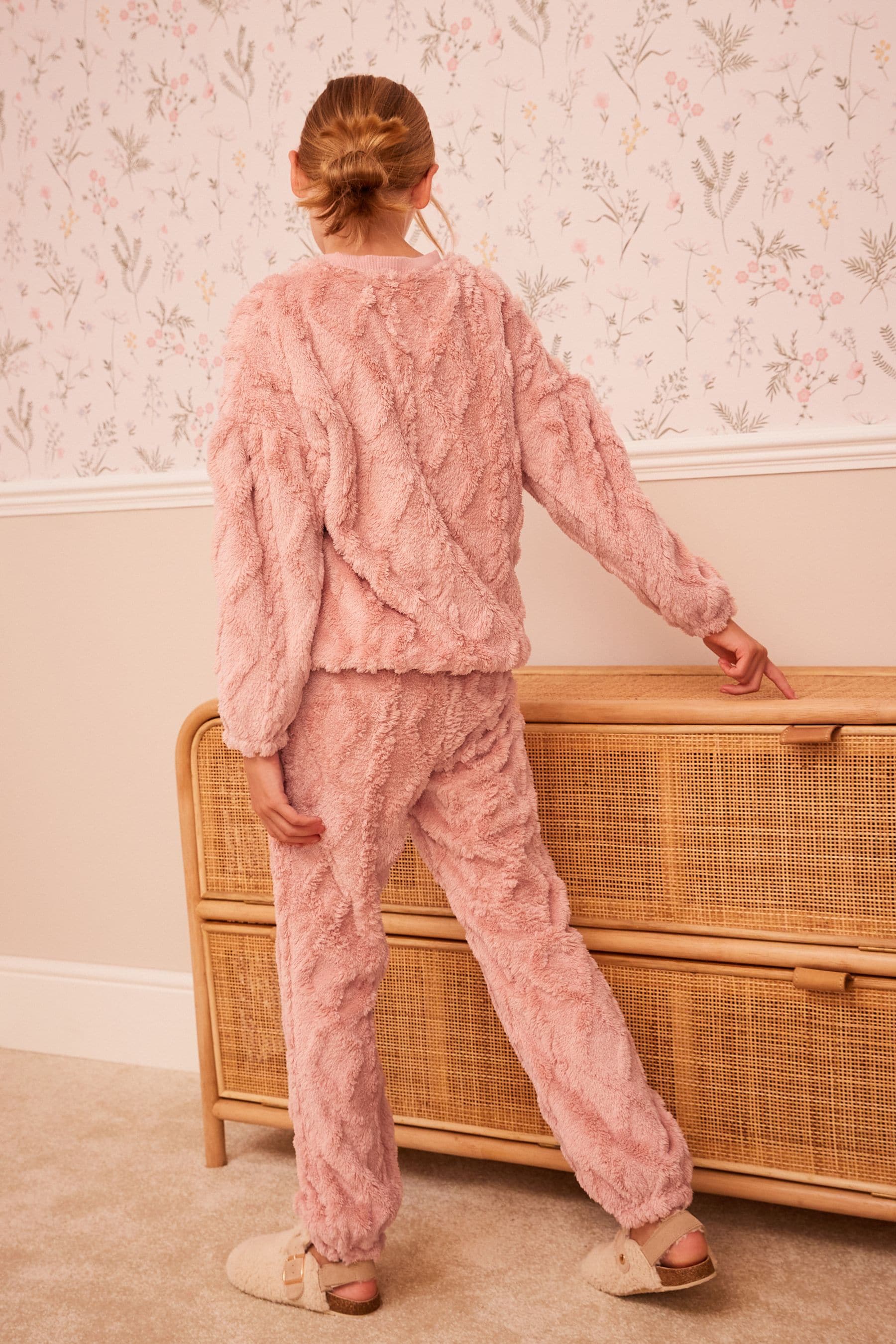 Rose Pink Cosy Fleece Cable Pyjamas (3-16yrs)