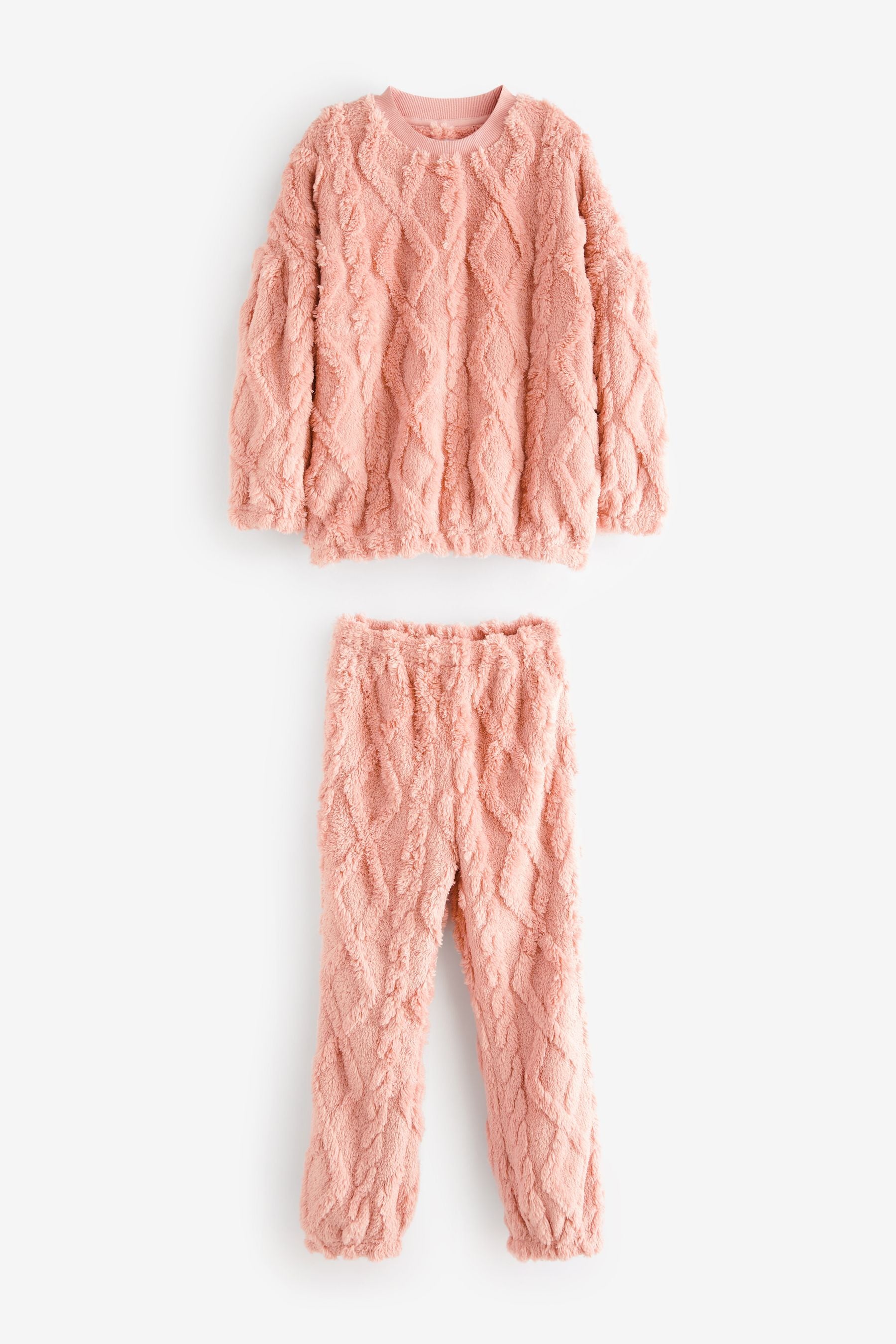 Rose Pink Cosy Fleece Cable Pyjamas (3-16yrs)