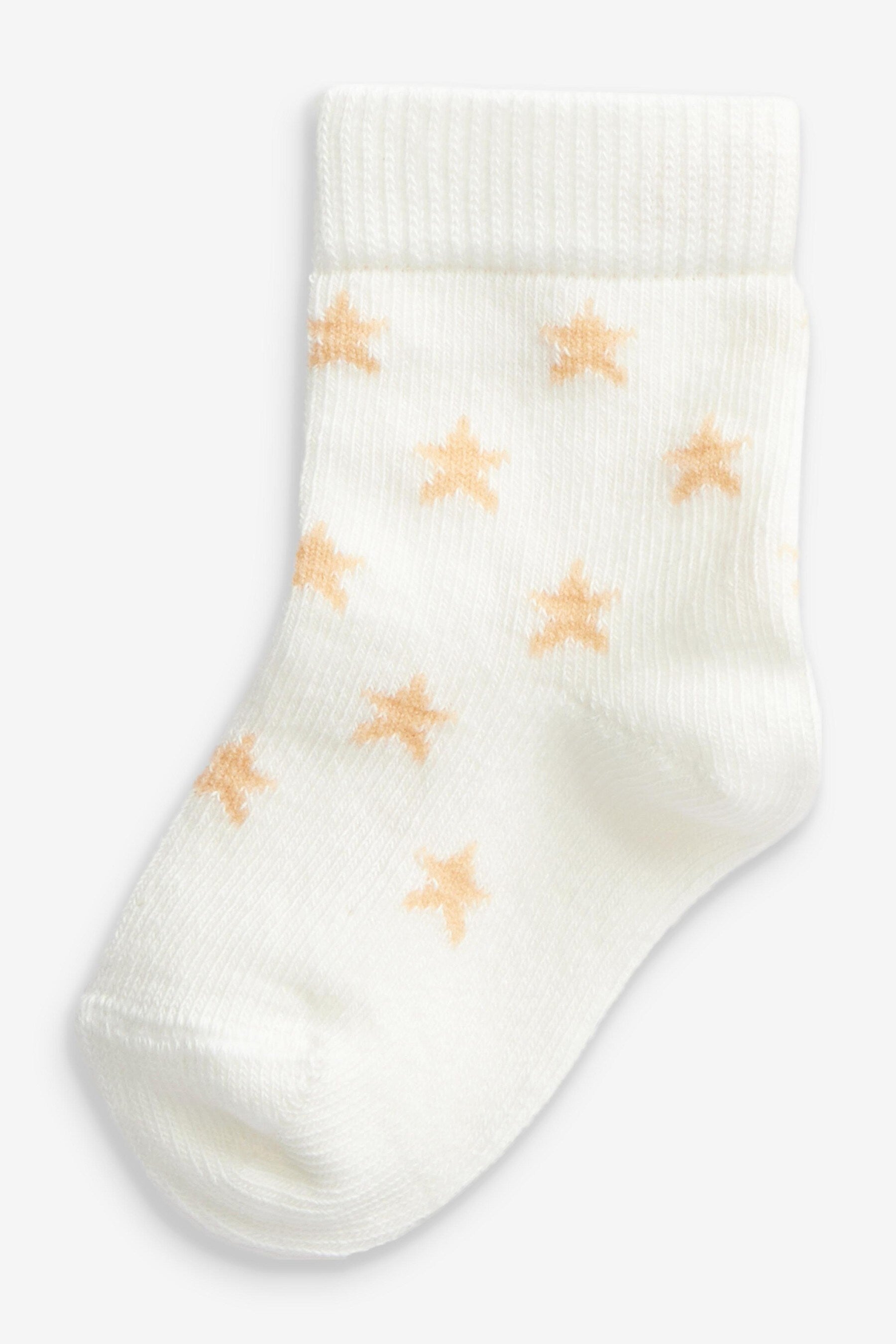 Neutral Star 7 Pack Cotton Rich Baby Socks (0mths-2yrs)