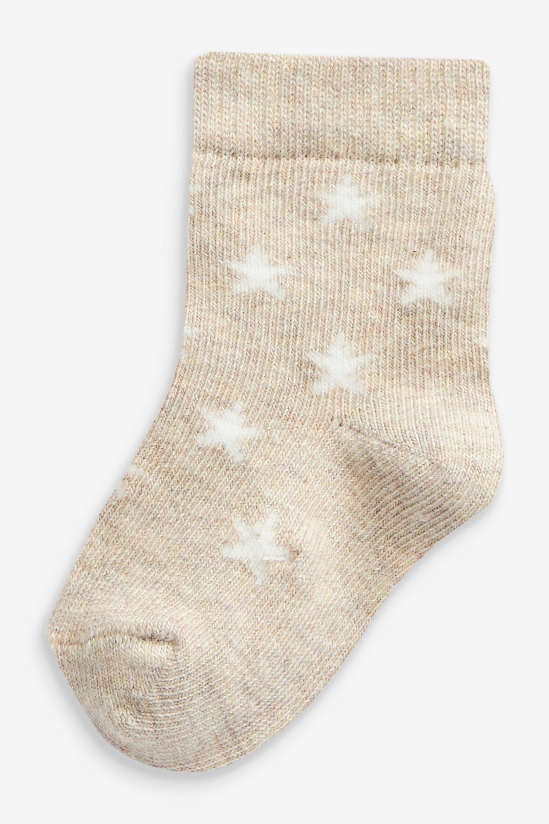 Neutral Star 7 Pack Cotton Rich Baby Socks (0mths-2yrs)