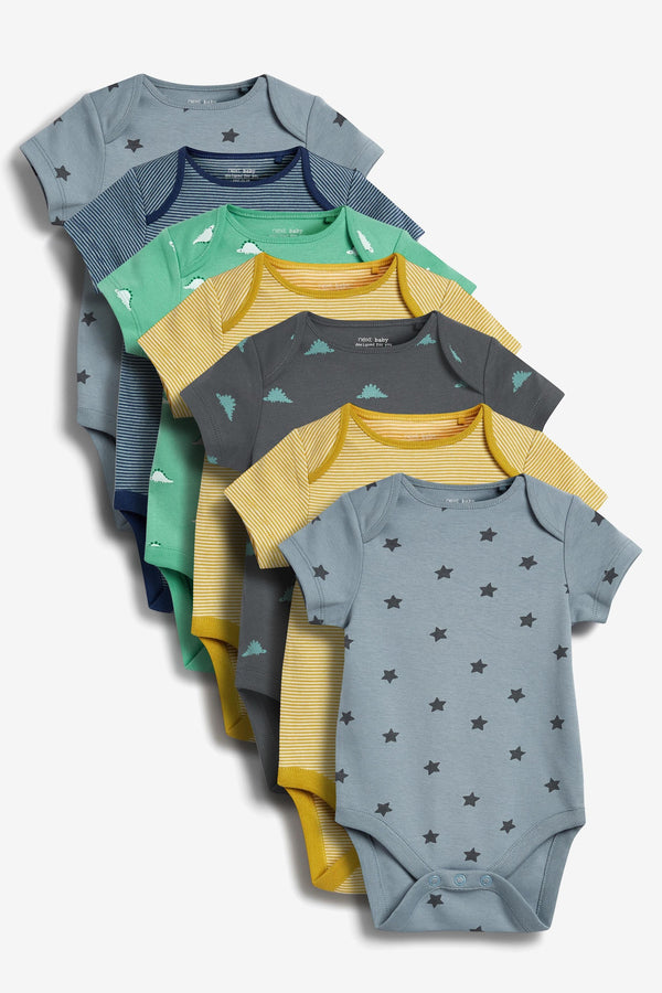 Muted Character Baby 7 Pack Short Sleeve Bodysuits (0mths-3yrs)