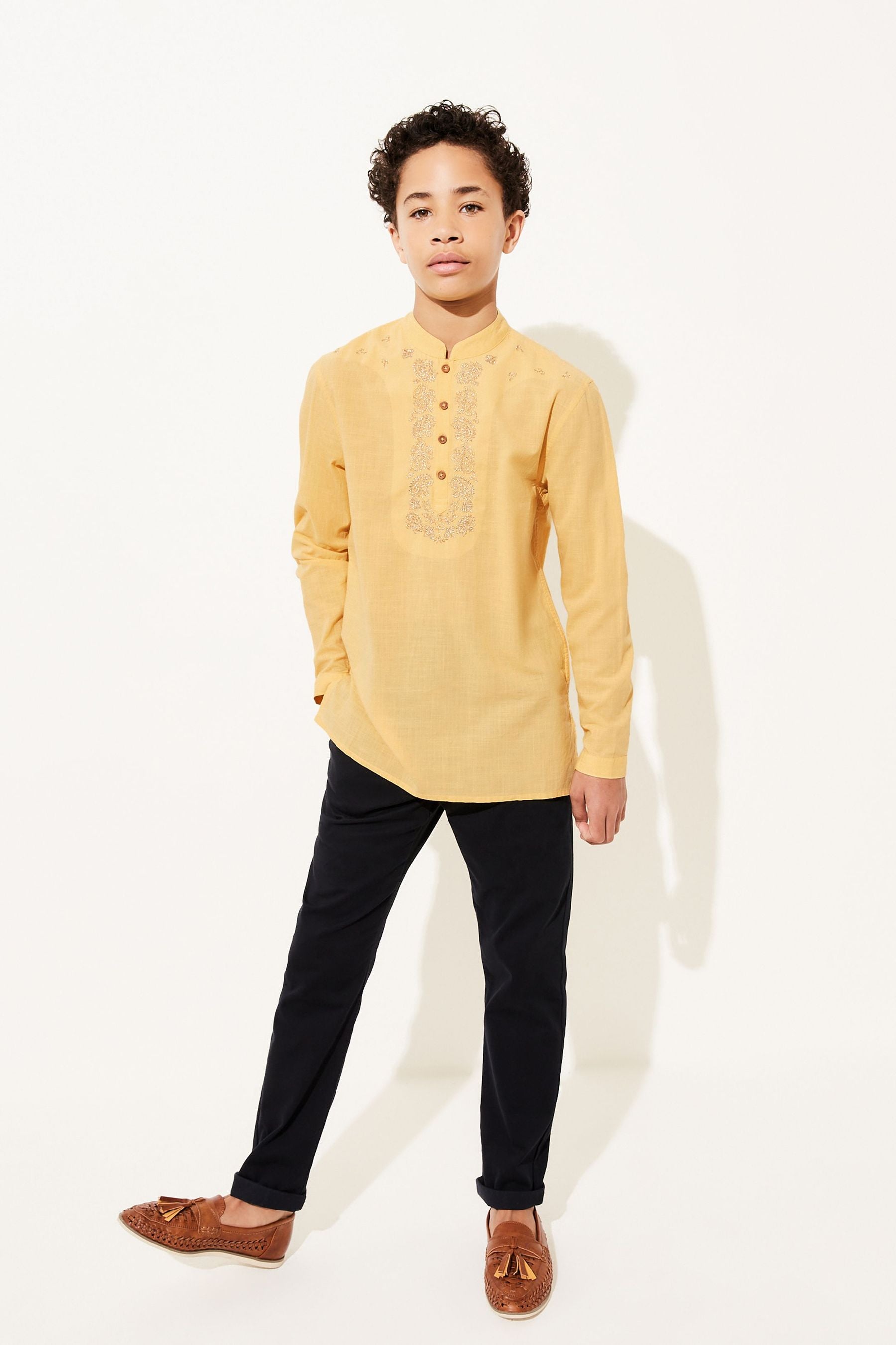 Yellow Embroidered Boys Kurta (3-16yrs)