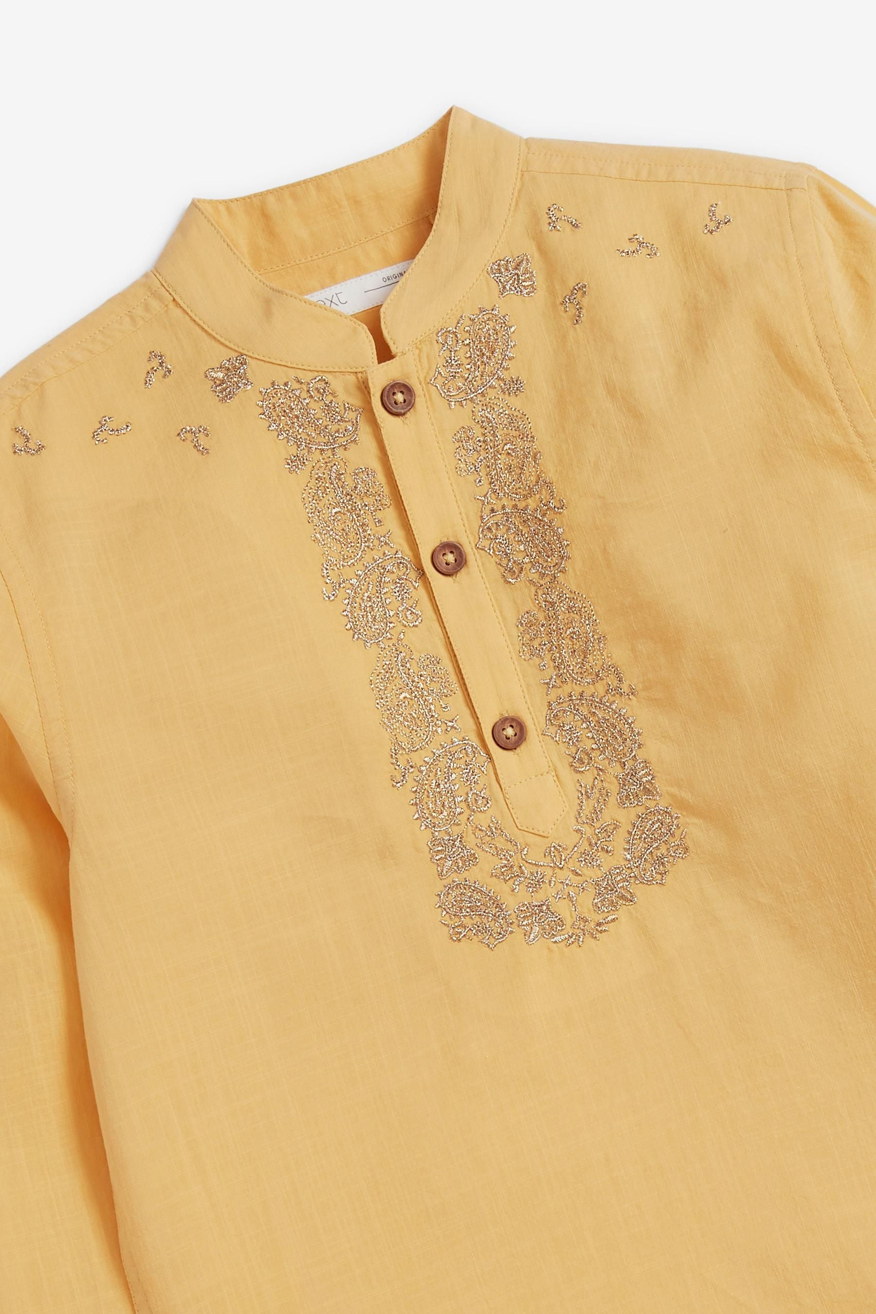 Yellow Embroidered Boys Kurta (3-16yrs)