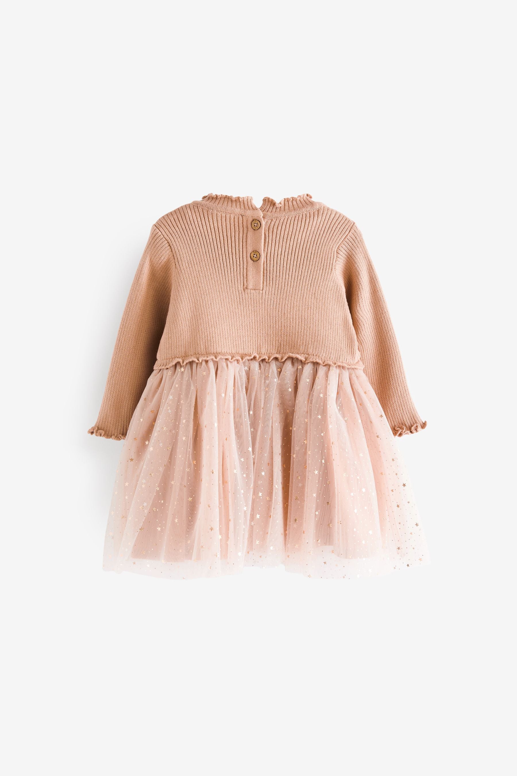 Rust Brown Baby Jumper Dress with Mesh Skirt (0mths-2yrs)