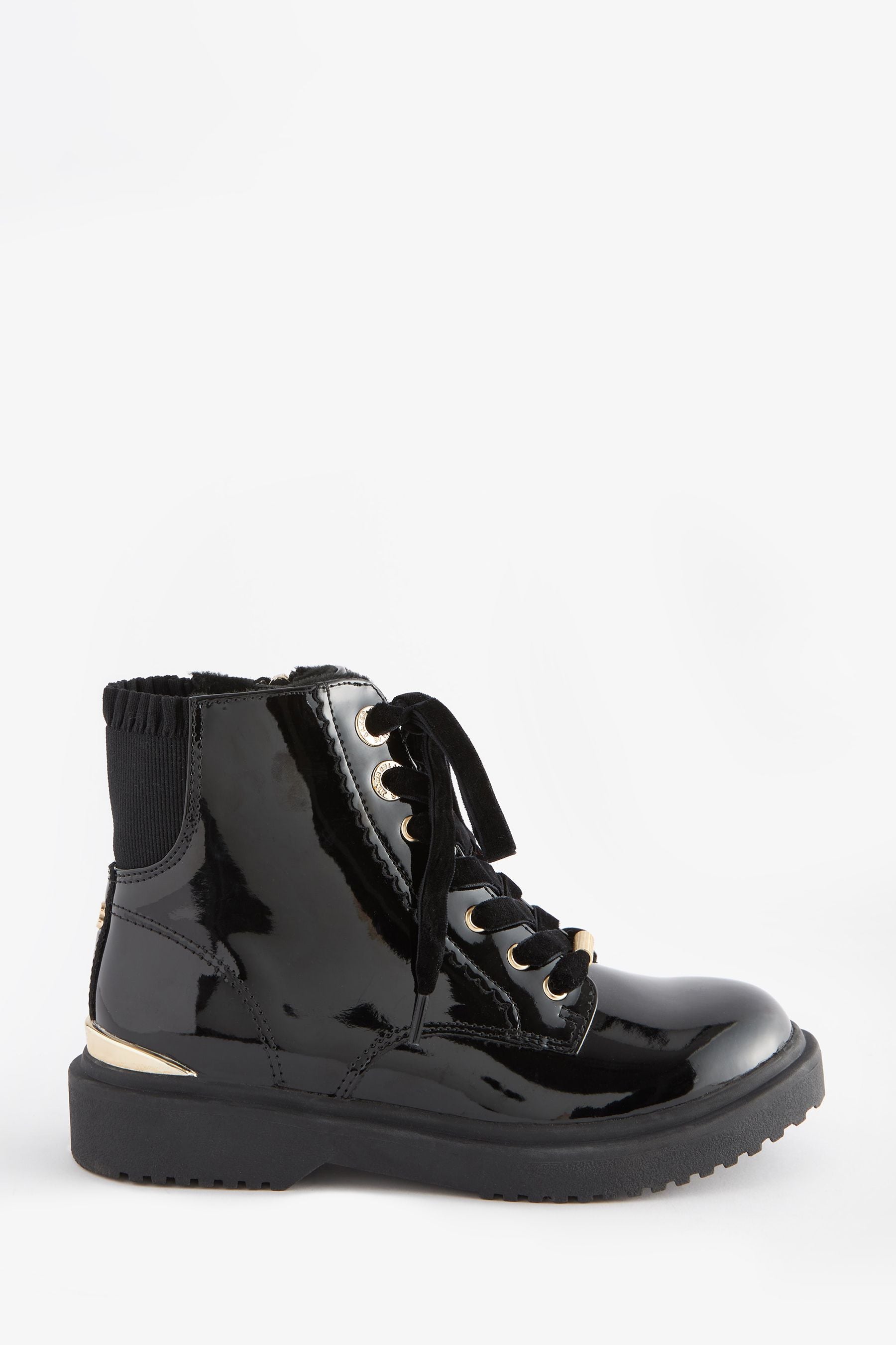 Black Baker by Ted Baker Girls Black Patent Lace Up Boots