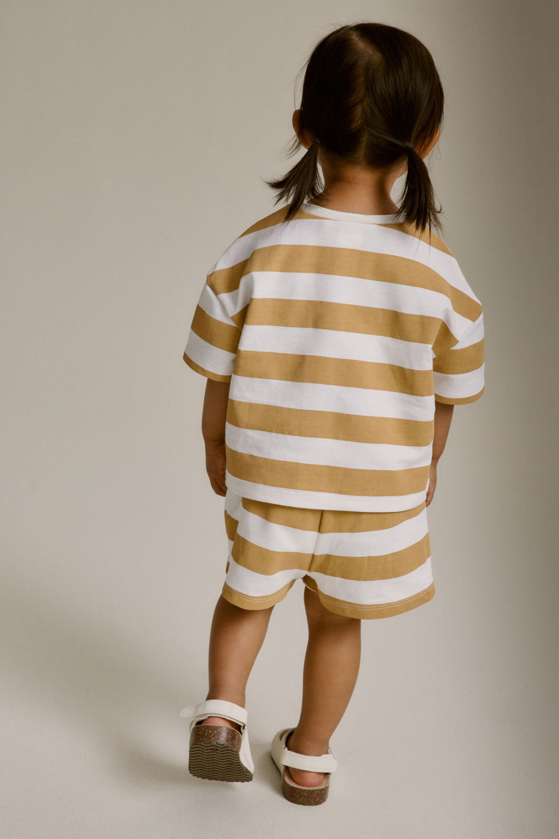 Neutral Stripe T-Shirt And Shorts Set (3mths-7yrs)