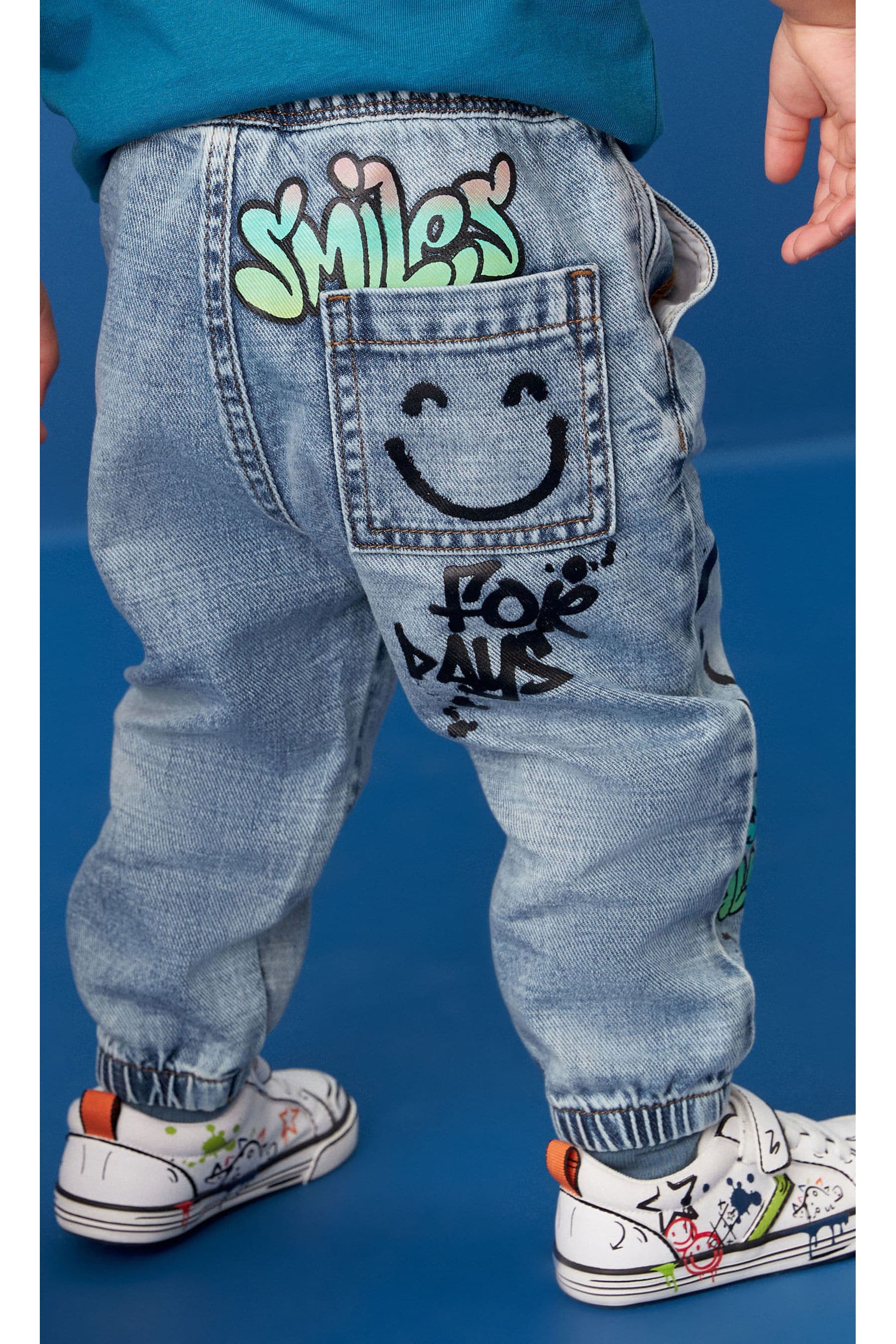 Light Blue Denim Graffiti Print Jeans (3mths-7yrs)