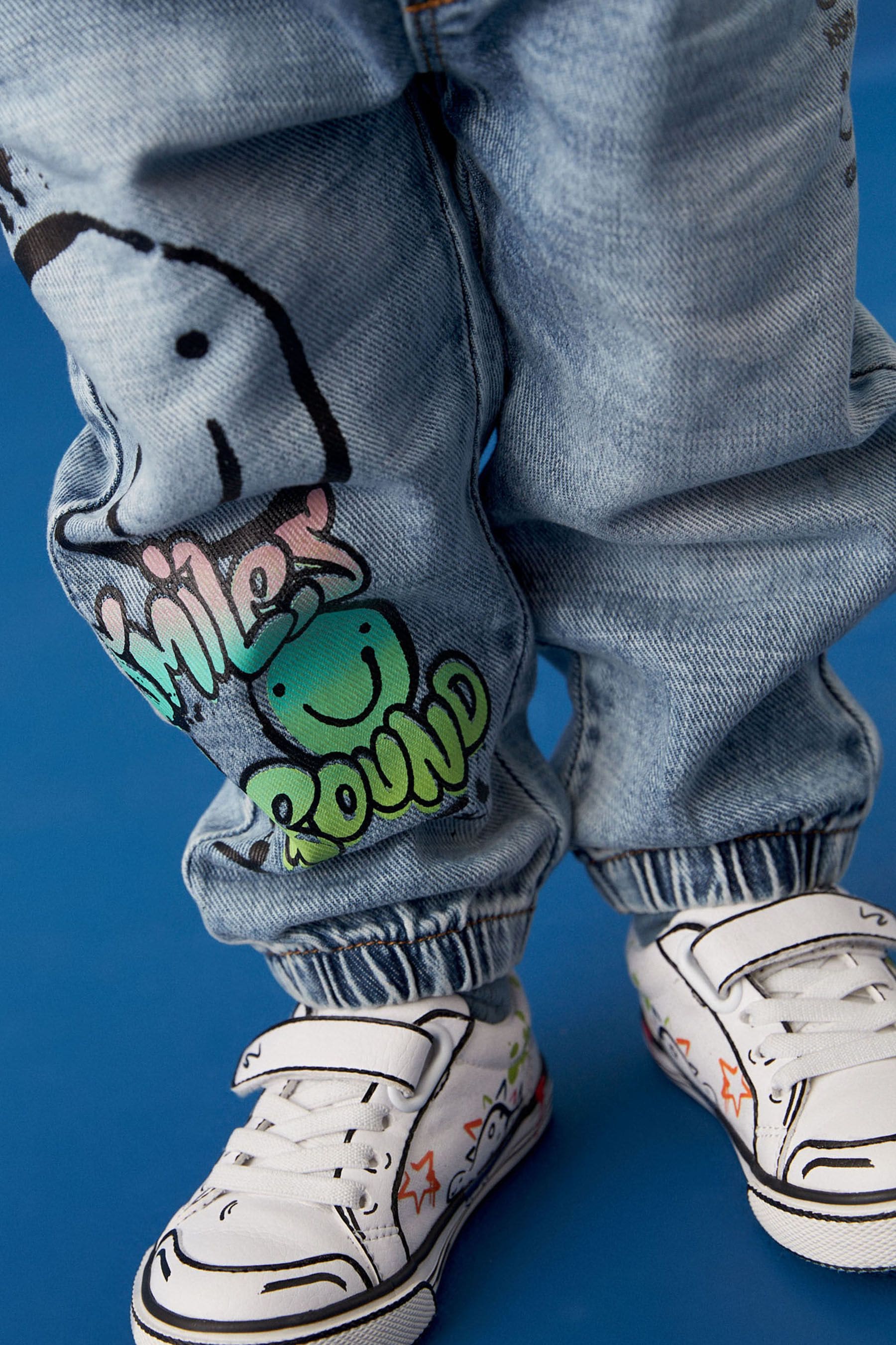 Light Blue Denim Graffiti Print Jeans (3mths-7yrs)