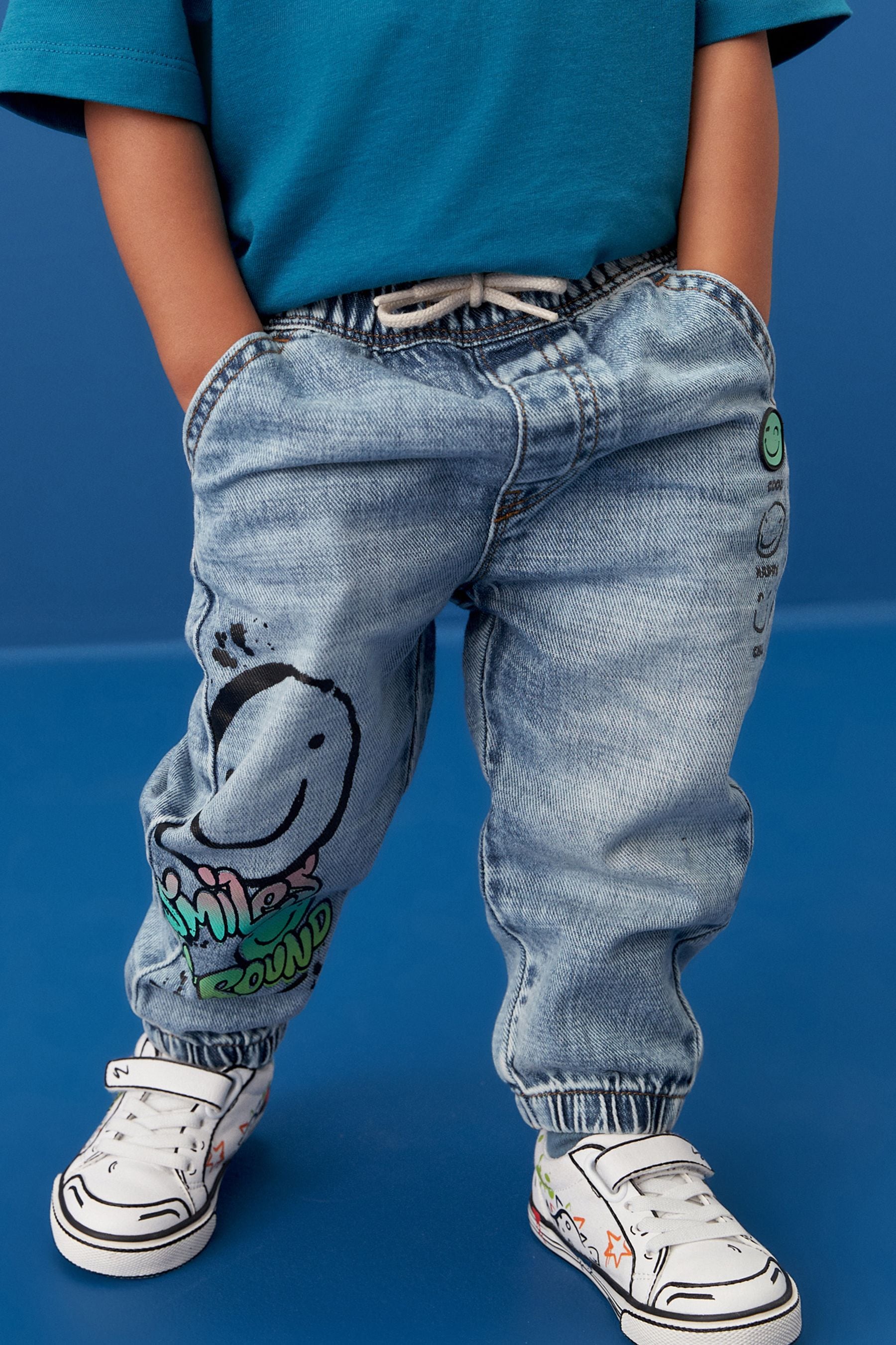 Light Blue Denim Graffiti Print Jeans (3mths-7yrs)