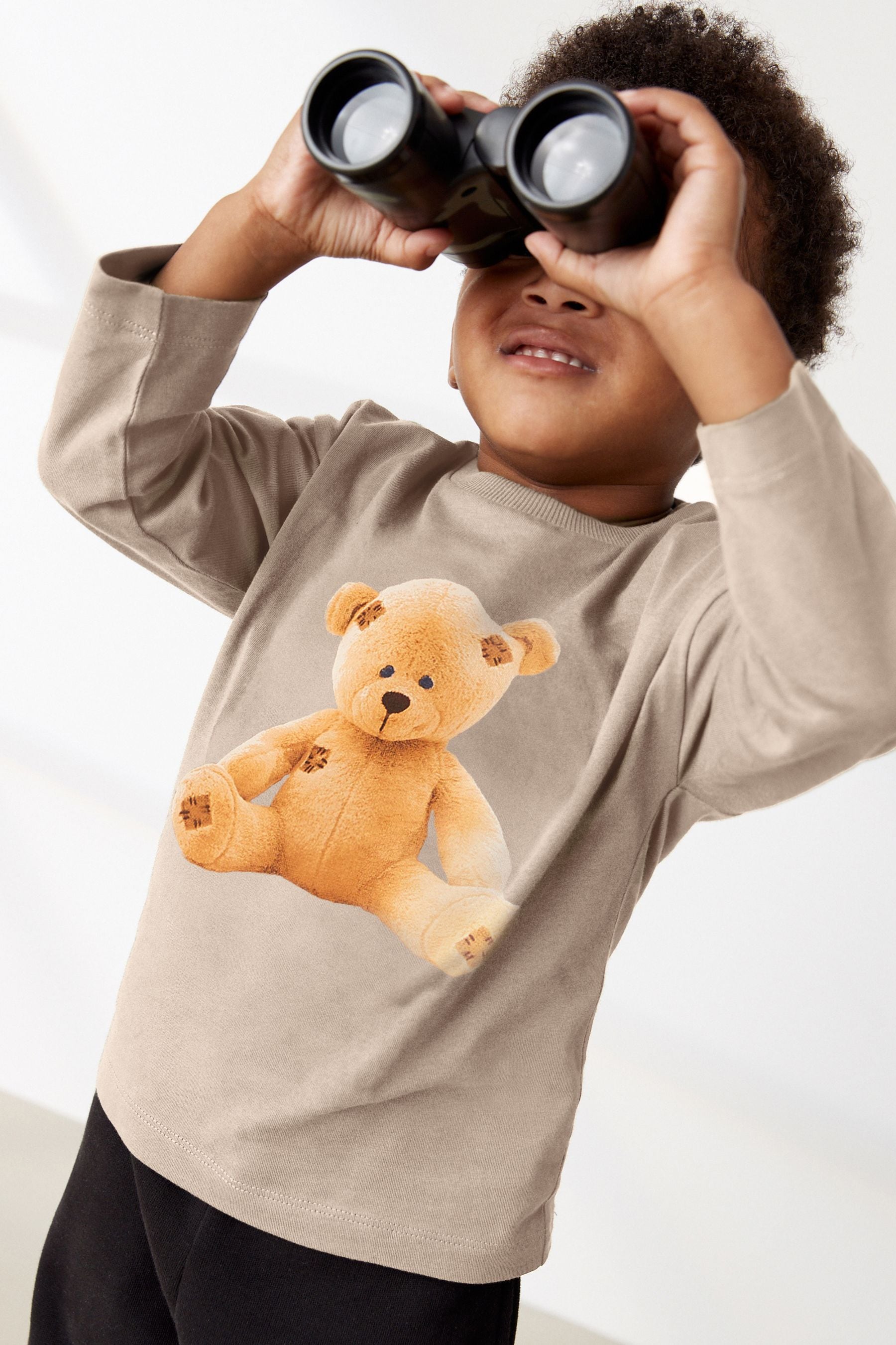 Stone Brown Bear Long Sleeve Character T-Shirt (3mths-7yrs)