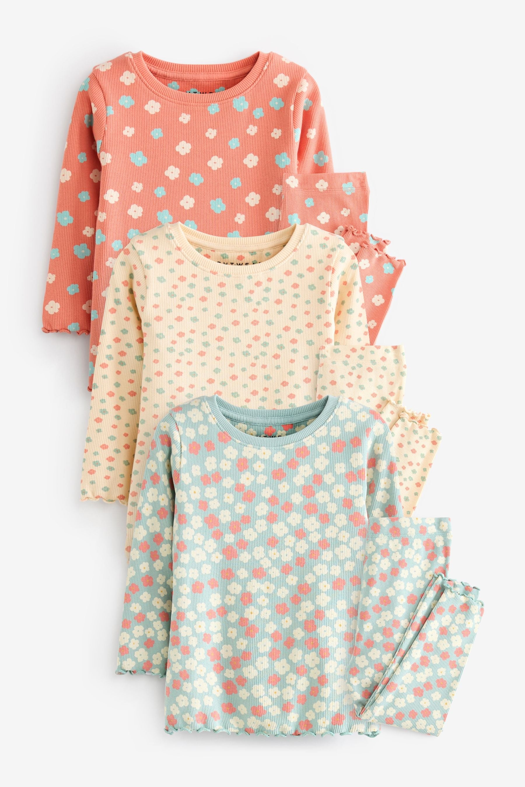 Pink/Cream Ditsy Floral Pyjamas 3 Pack (9mths-16yrs)