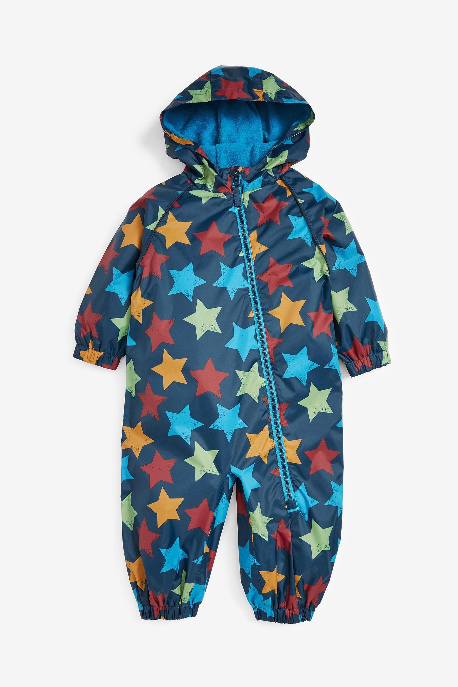 Navy Blue Star Waterproof Fleece Lined Puddlesuit (3mths-7yrs)