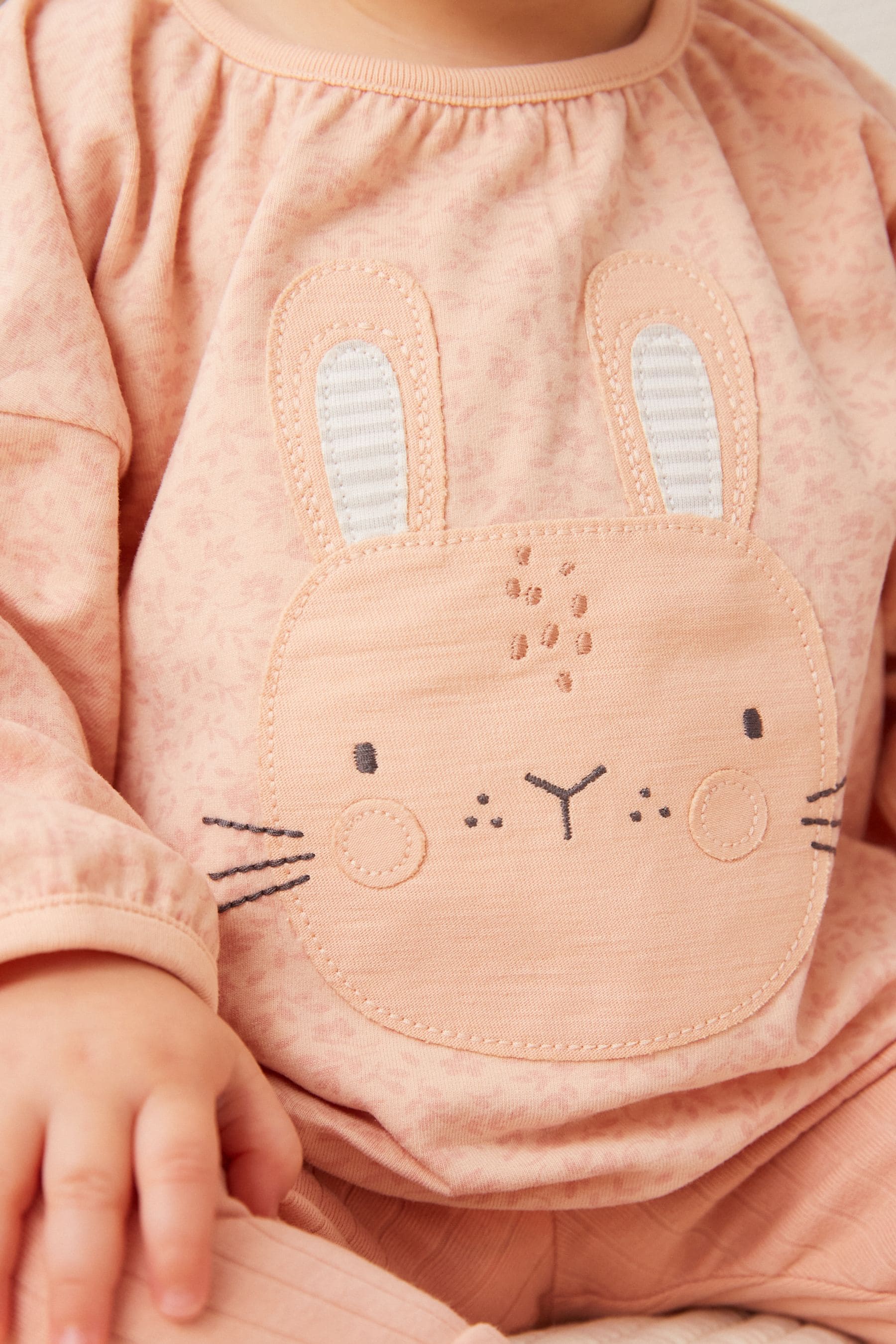 Peach Pink Bunny Baby Top And Leggings Set