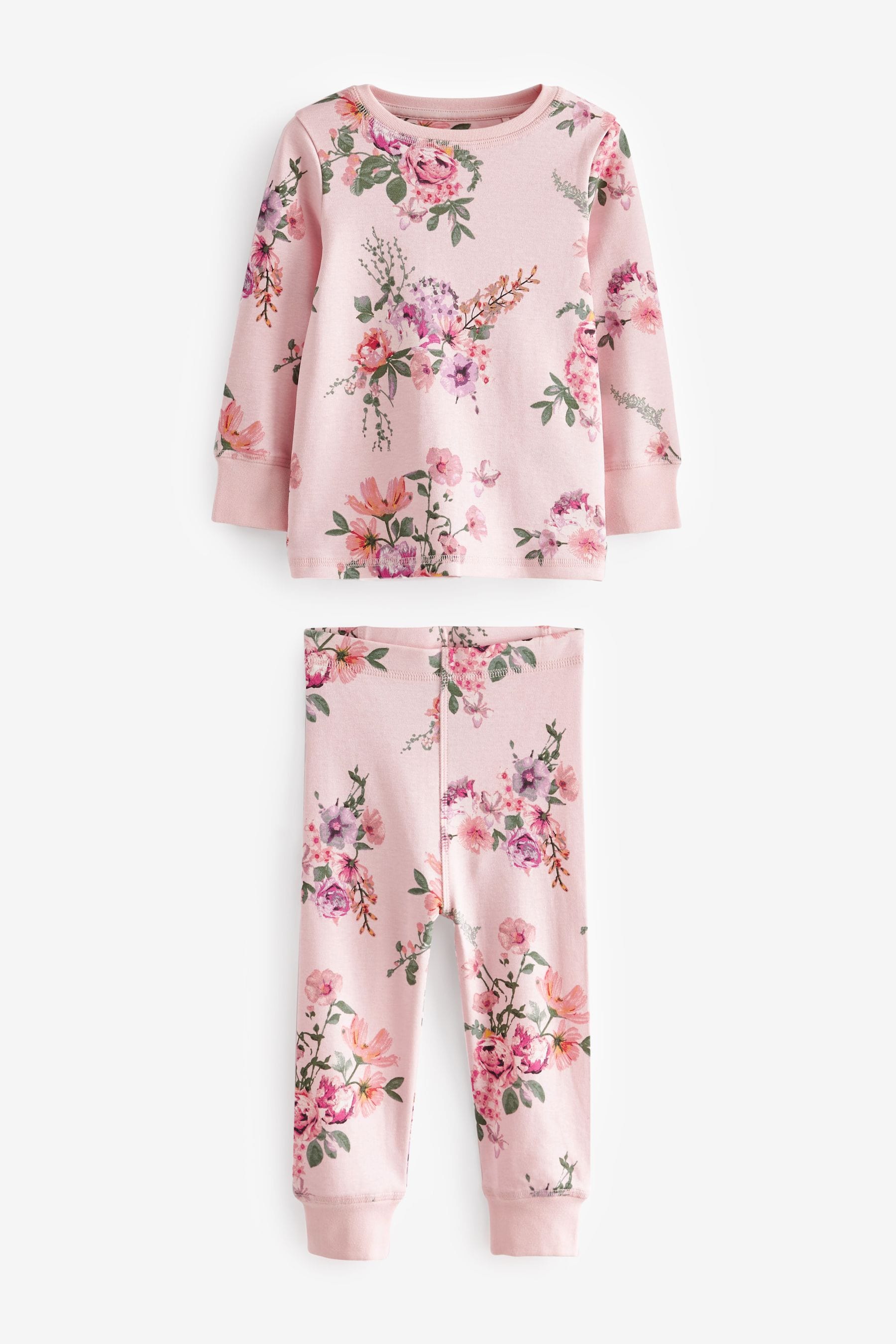 Pink/Blue/Ecru Cream Floral Pyjamas 3 Pack (9mths-16yrs)