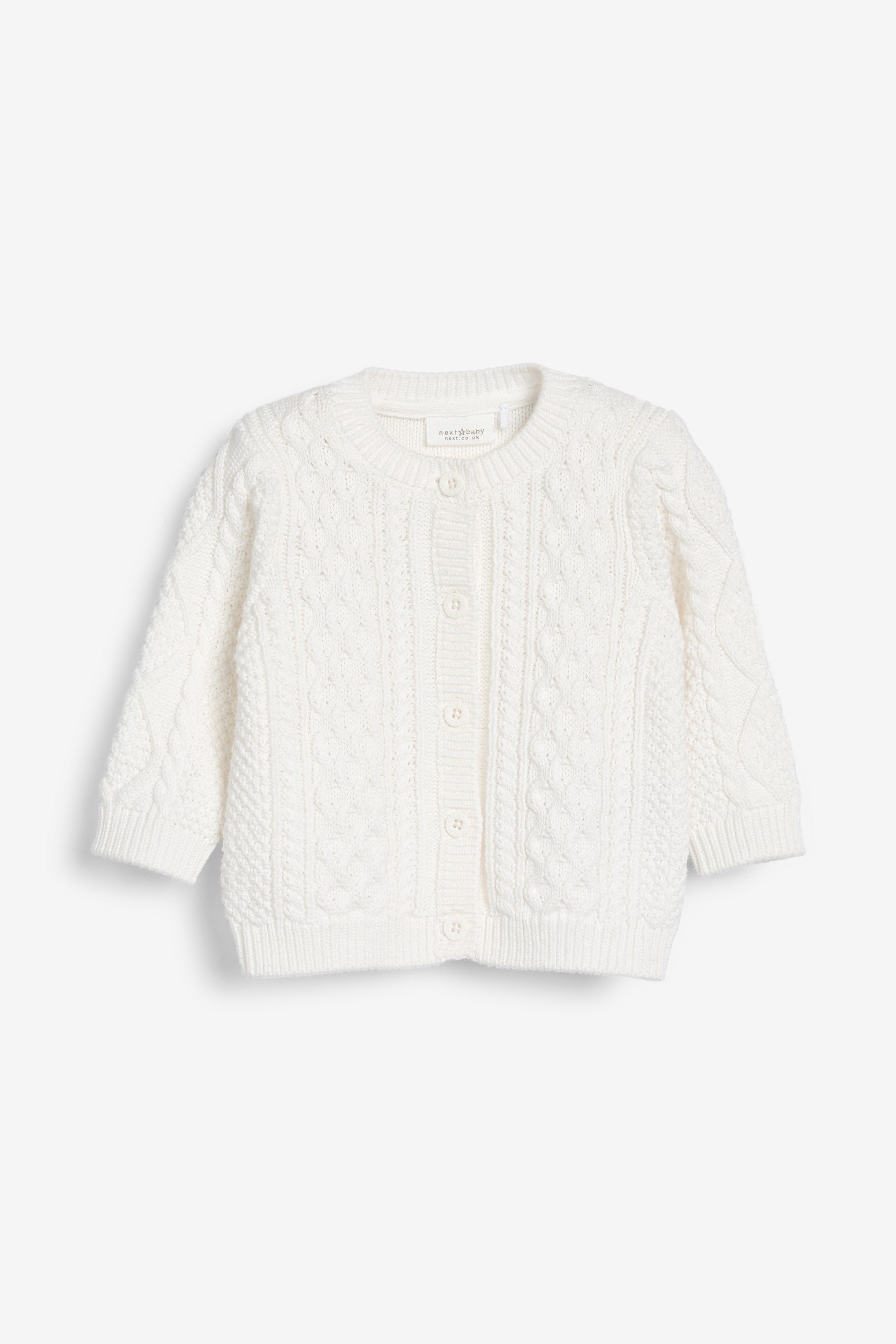 White Baby Cotton Cable Cardigan (0mths-2yrs)