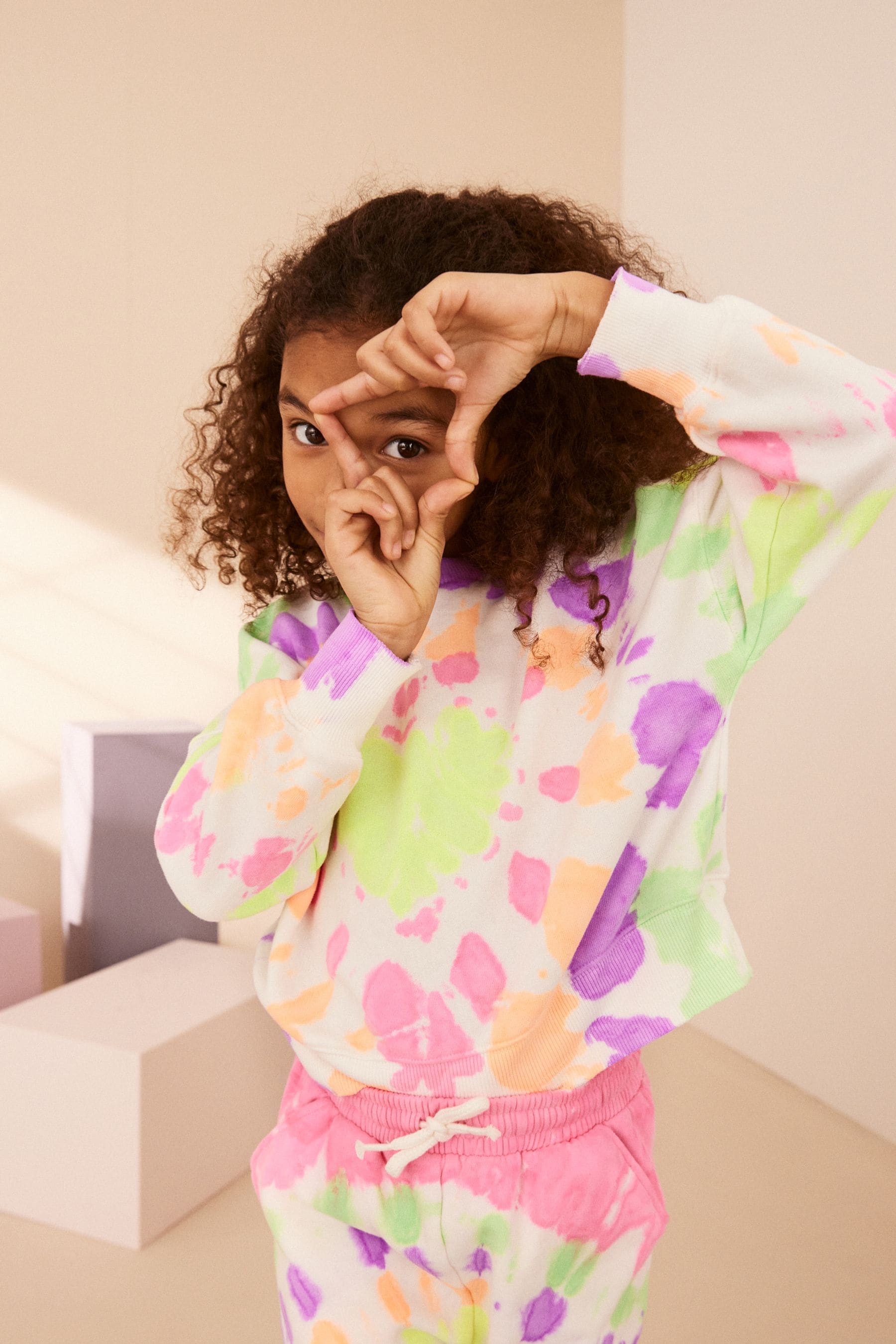 Multi Pink Tie Dye Crew Sweatshirt Top (3-16yrs)