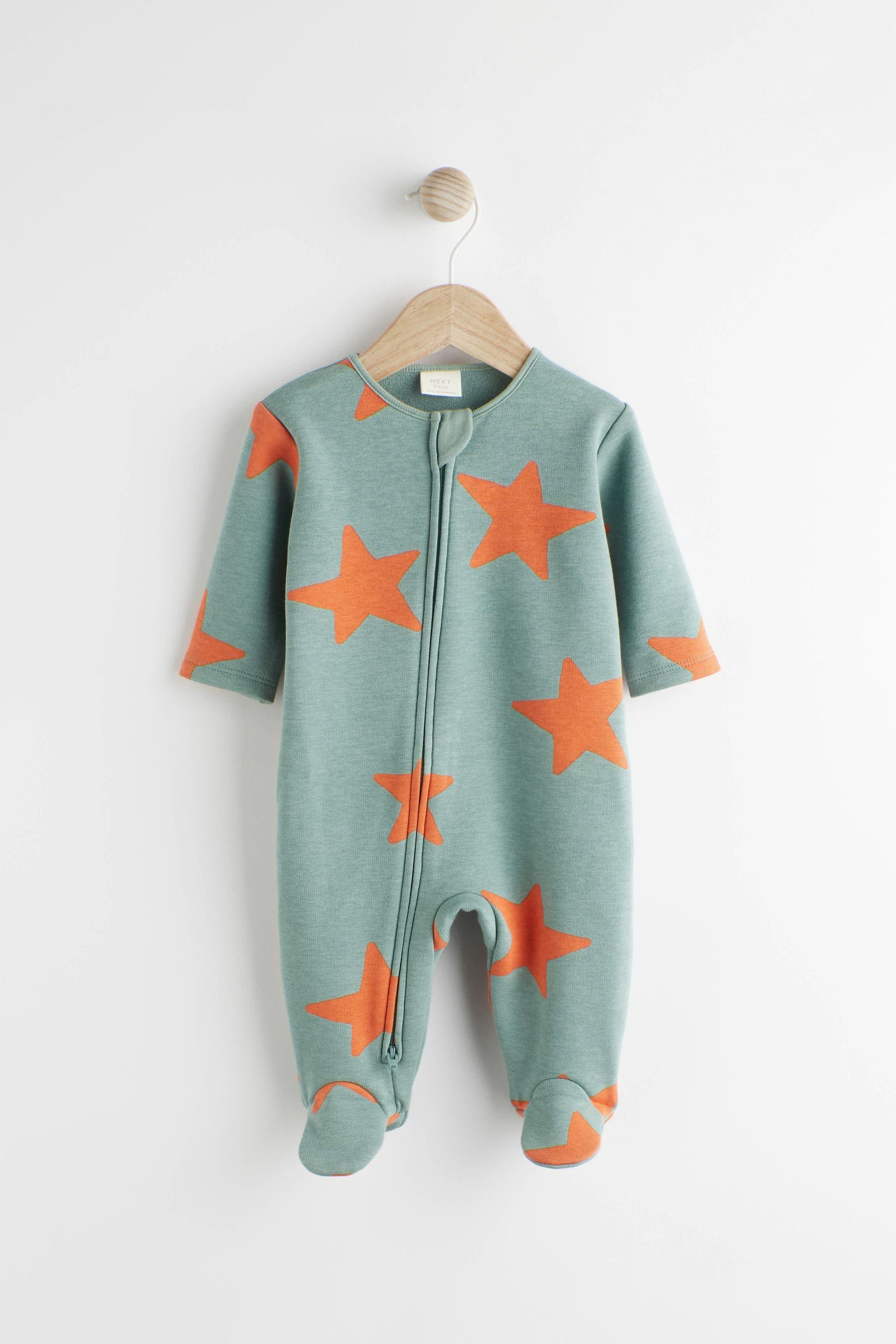 Teal Blue Fleece Lined Baby Sleepsuit