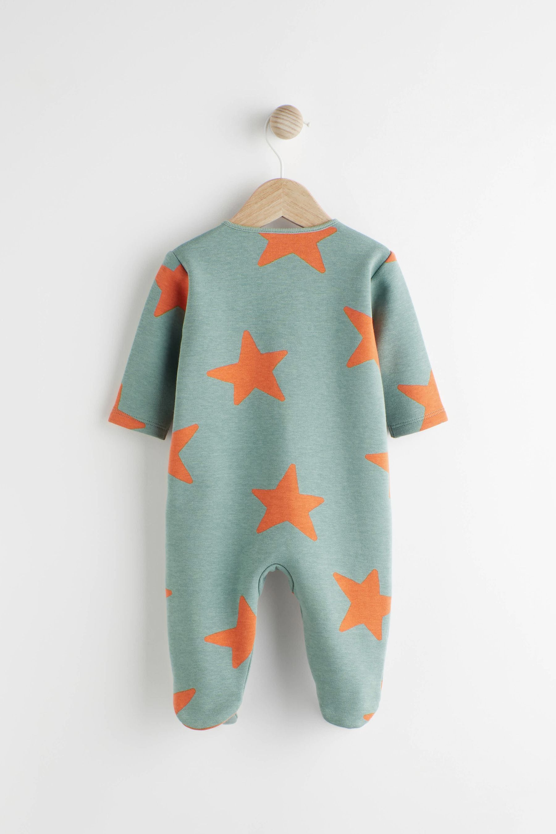 Teal Blue Fleece Lined Baby Sleepsuit