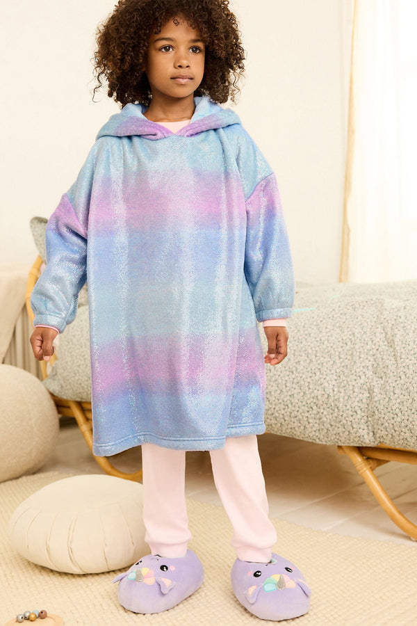 Blue Mermaid Metalic Hooded Blanket (3-16yrs)