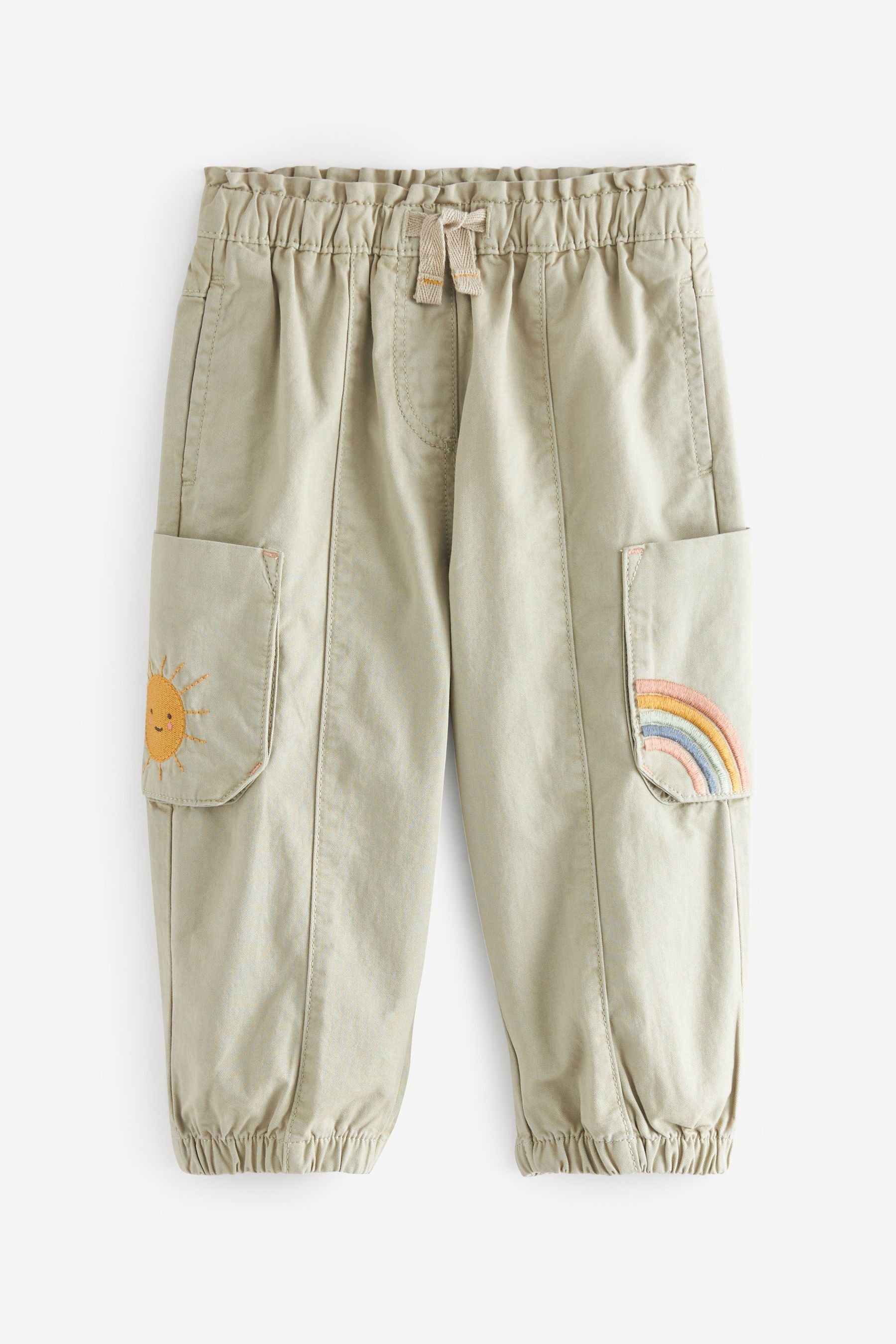 Sage Green Embroidered Cargo Trousers (3mths-7yrs)