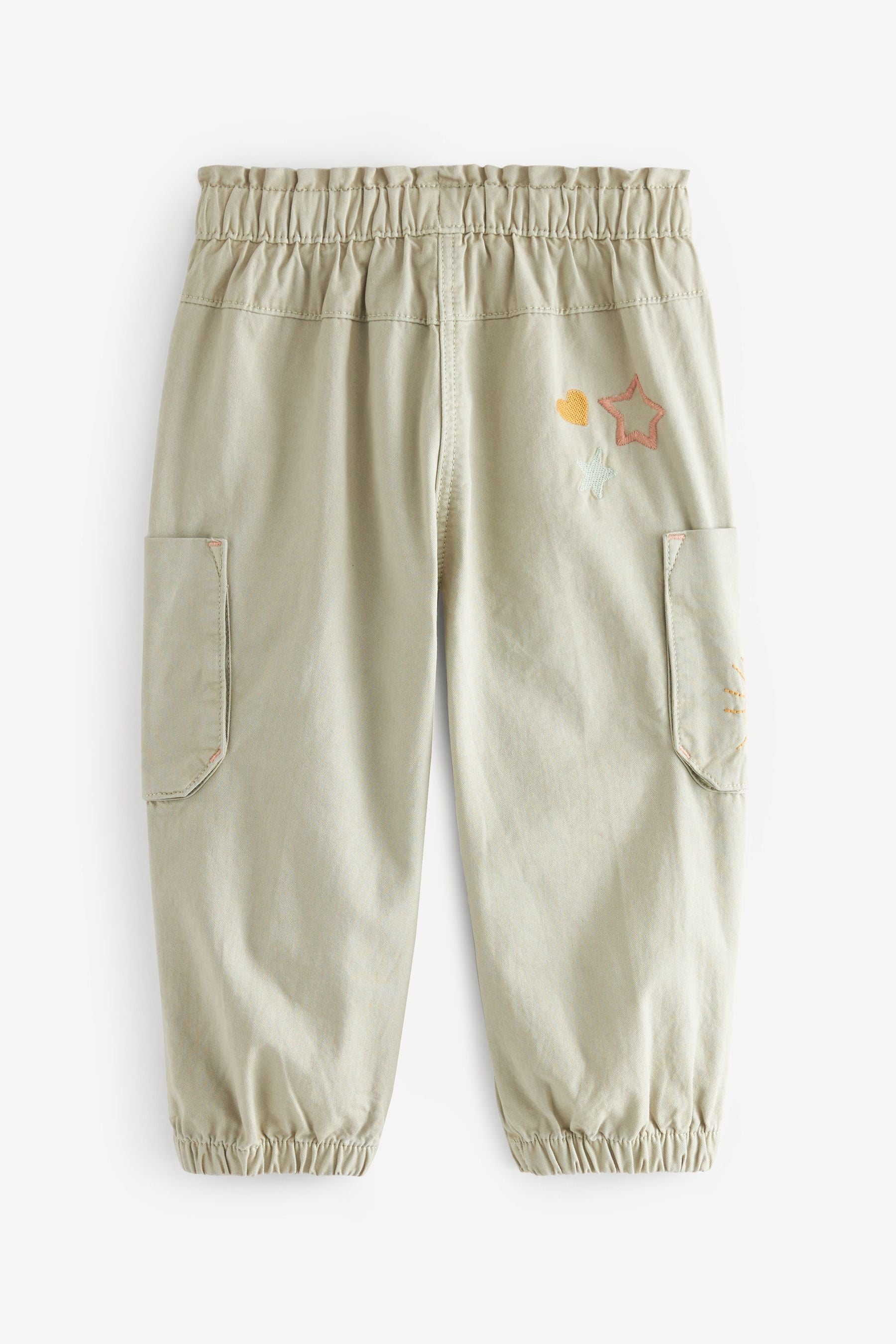 Sage Green Embroidered Cargo Trousers (3mths-7yrs)