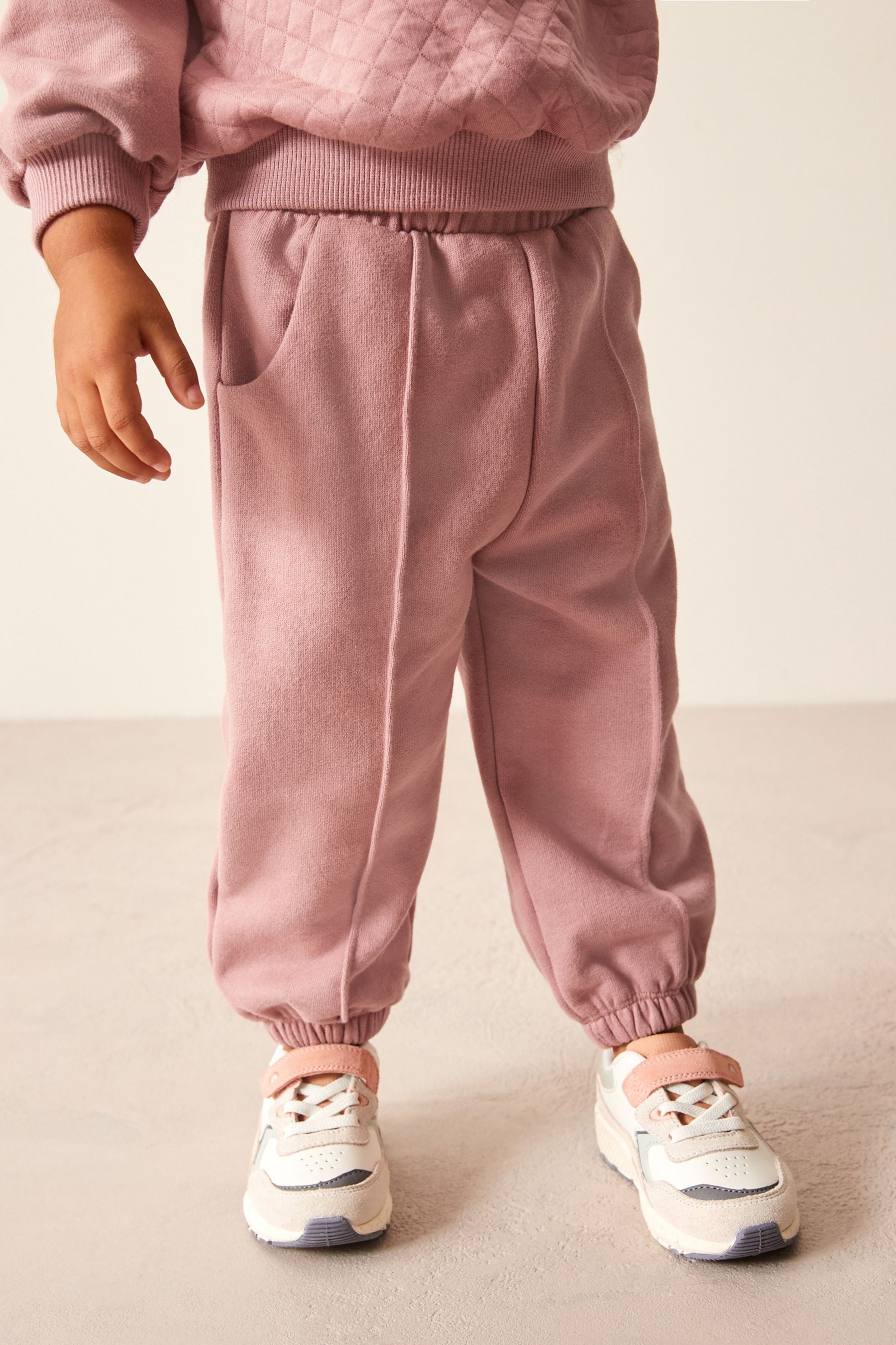 Pink Quilted Panel Zip Sweatshirt And Joggers Set (3mths-7yrs)