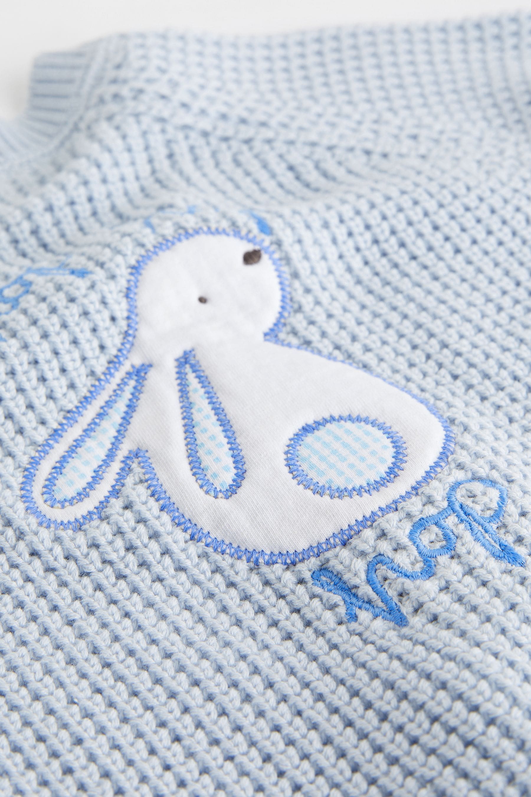 Pale Blue Bunny Baby Knitted Cardigan (0mths-2yrs)