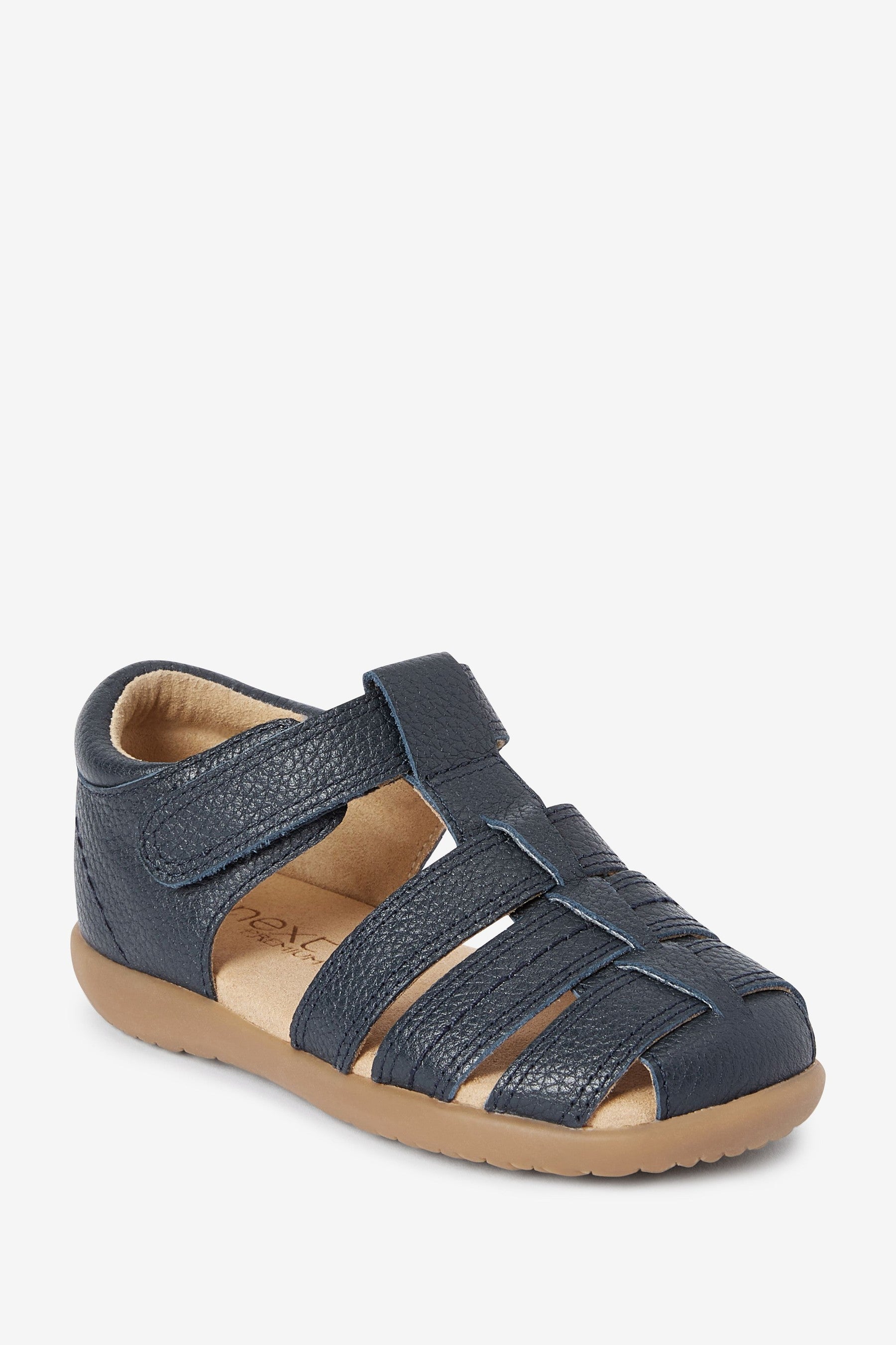 Navy Little Luxe Leather Fisherman Sandals