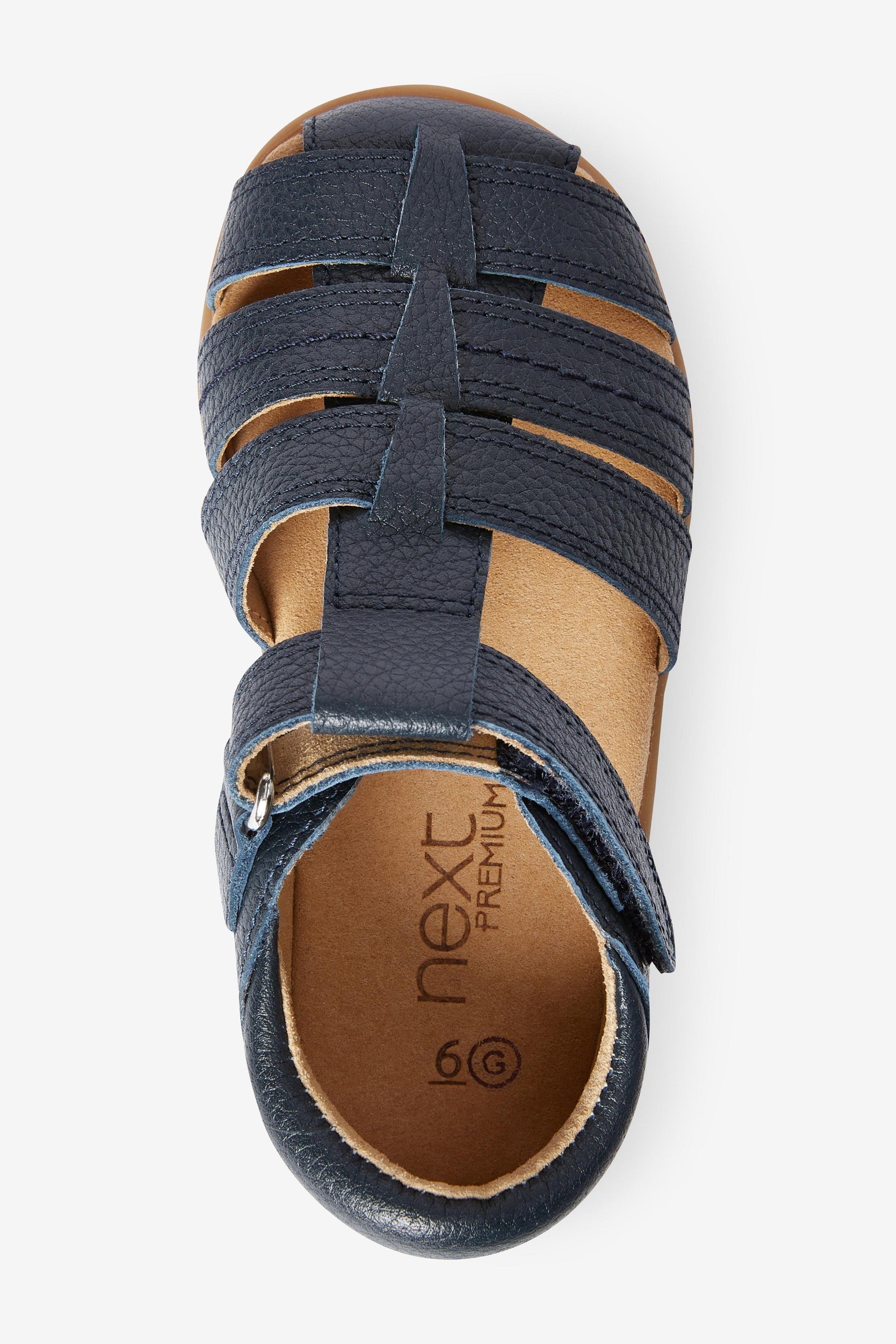 Navy Little Luxe Leather Fisherman Sandals