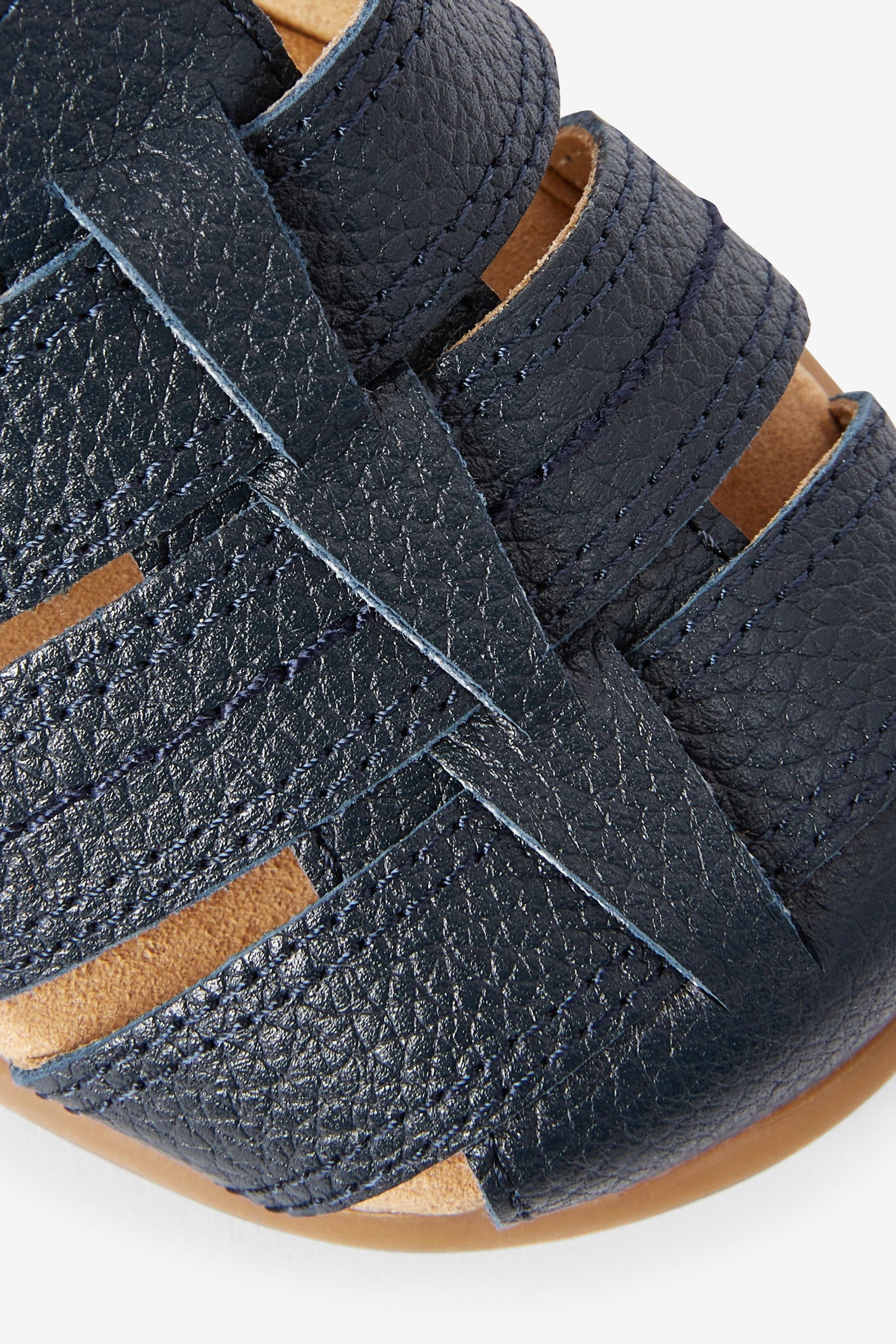 Navy Little Luxe Leather Fisherman Sandals