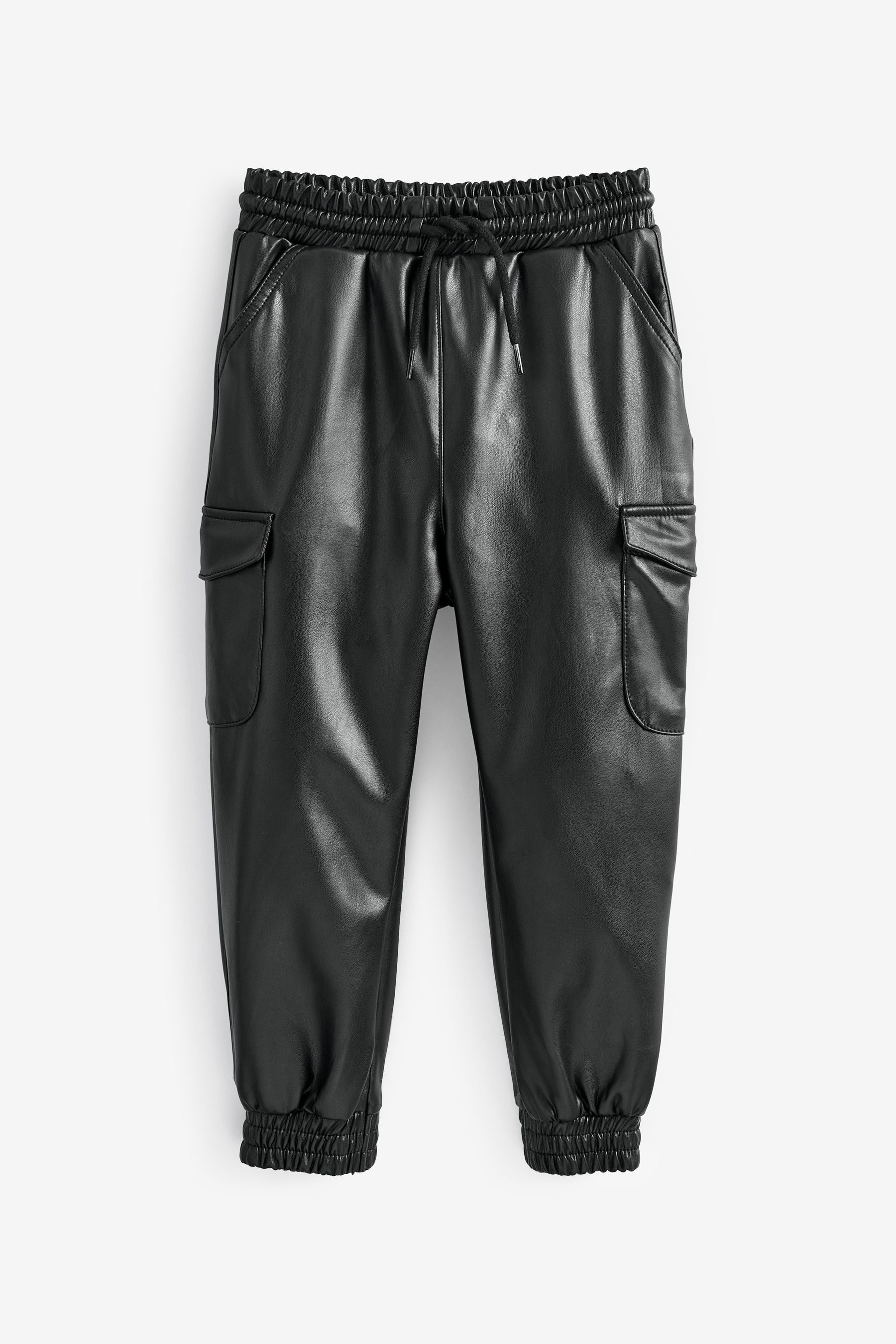 Black PU Cuffed Joggers (3-16yrs)