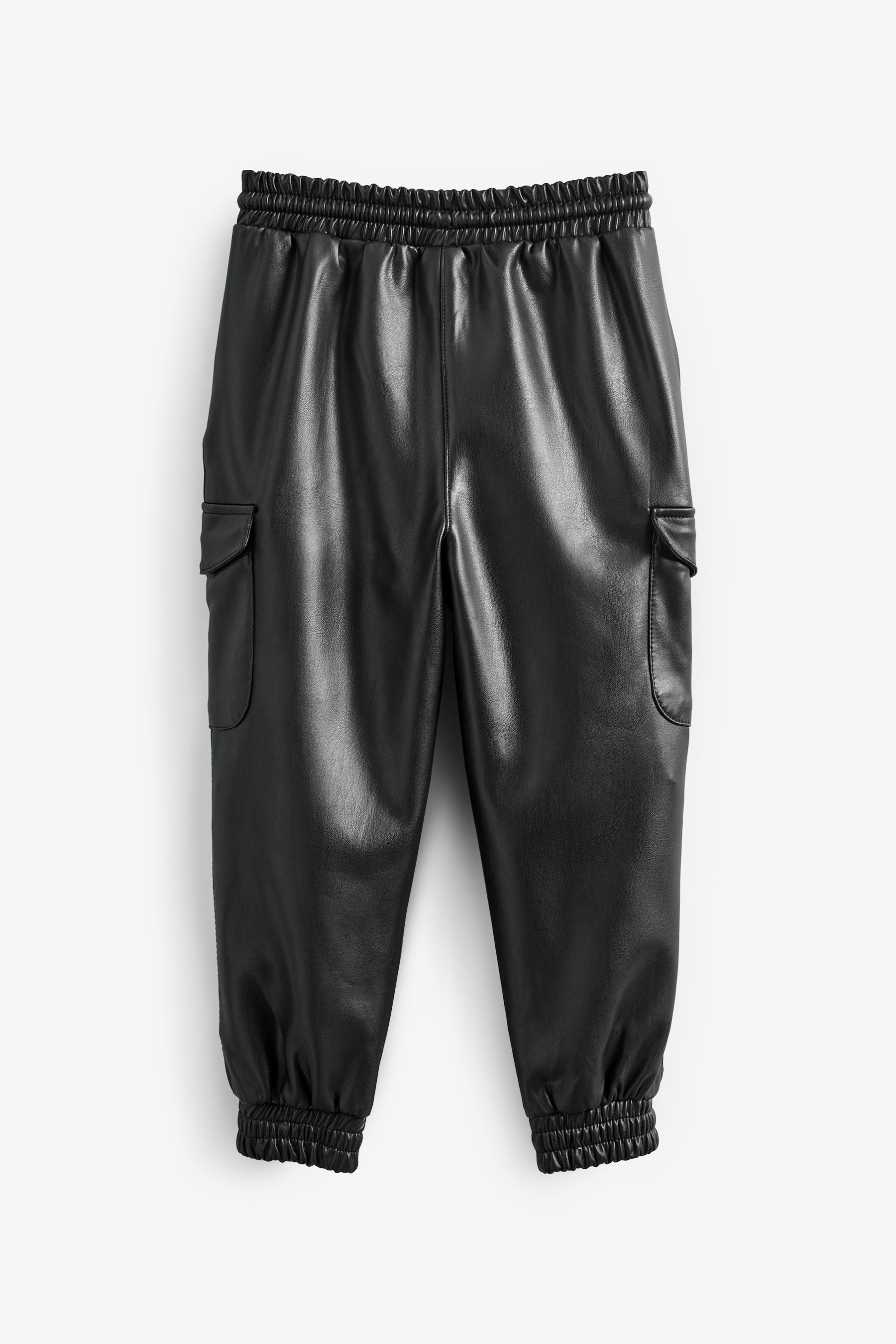 Black PU Cuffed Joggers (3-16yrs)