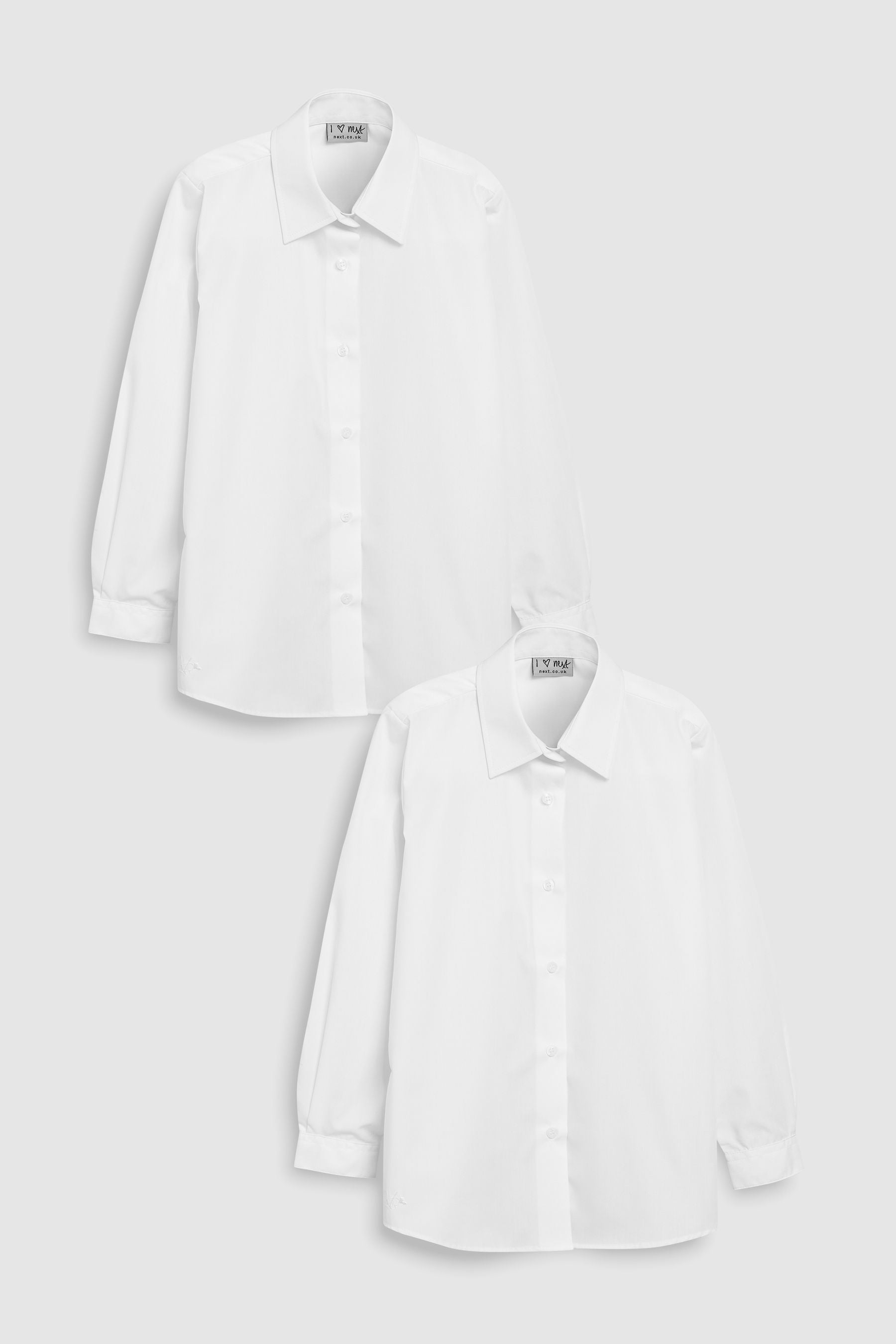 White 2 Pack Long Sleeve Formal School Shirts (3-18yrs)