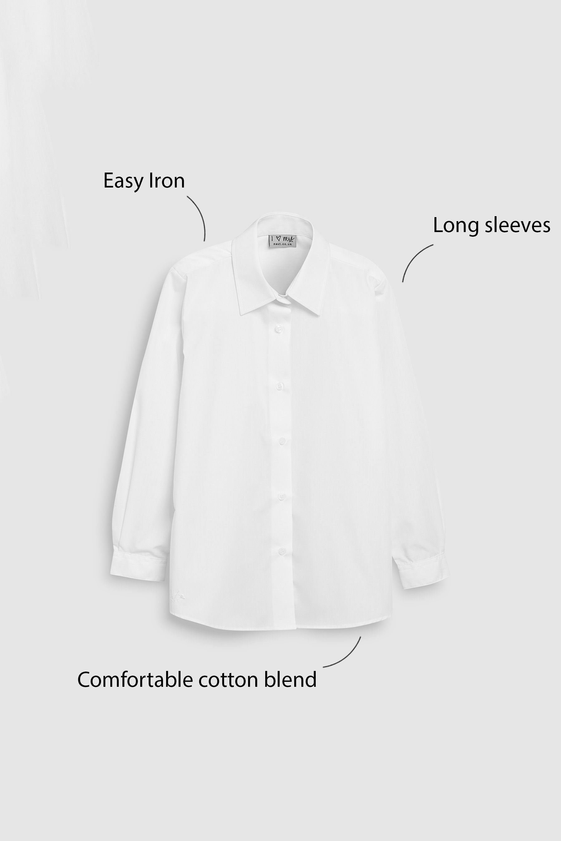 White 2 Pack Long Sleeve Formal School Shirts (3-18yrs)