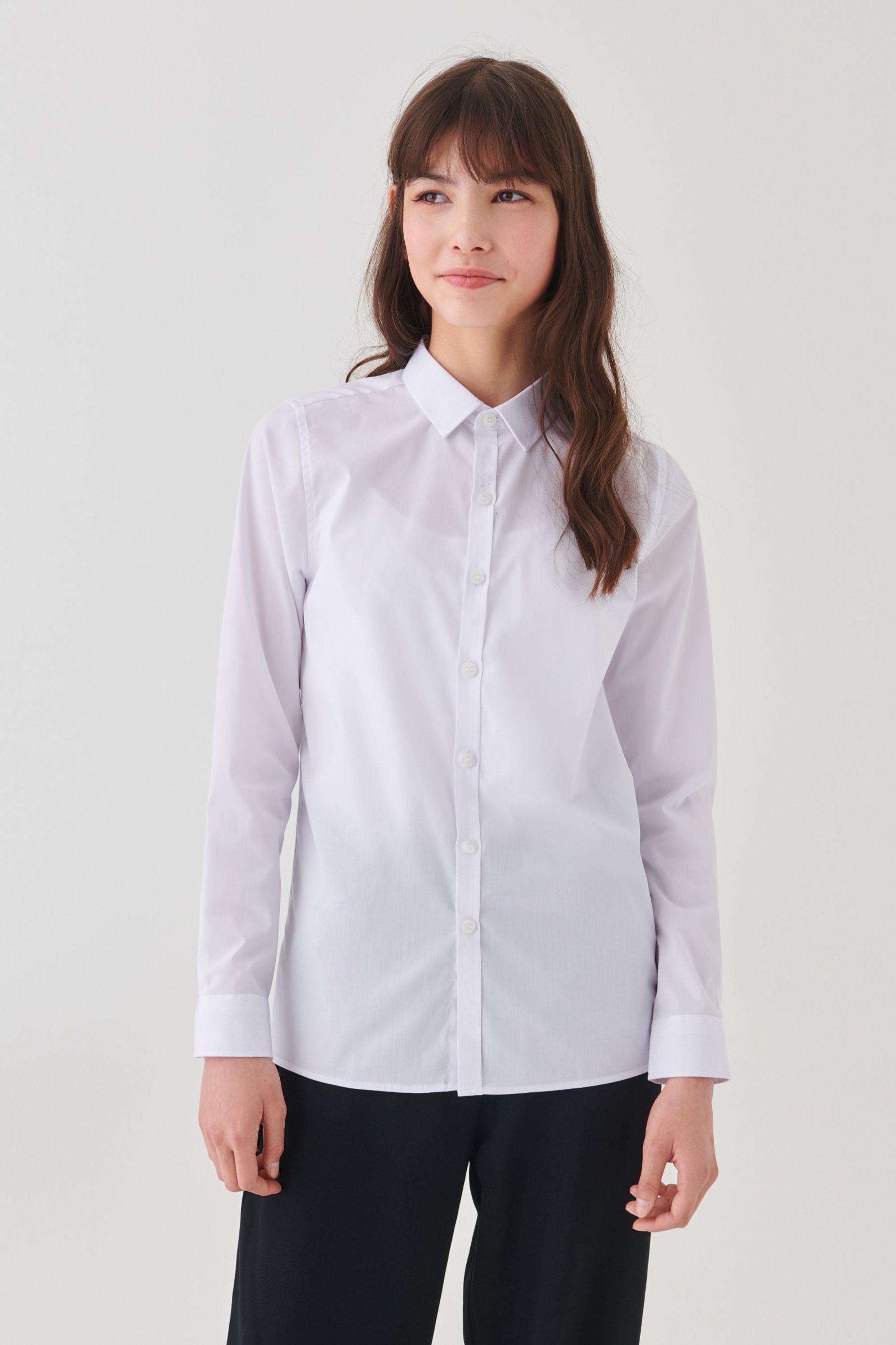 White 2 Pack Long Sleeve Formal School Shirts (3-18yrs)