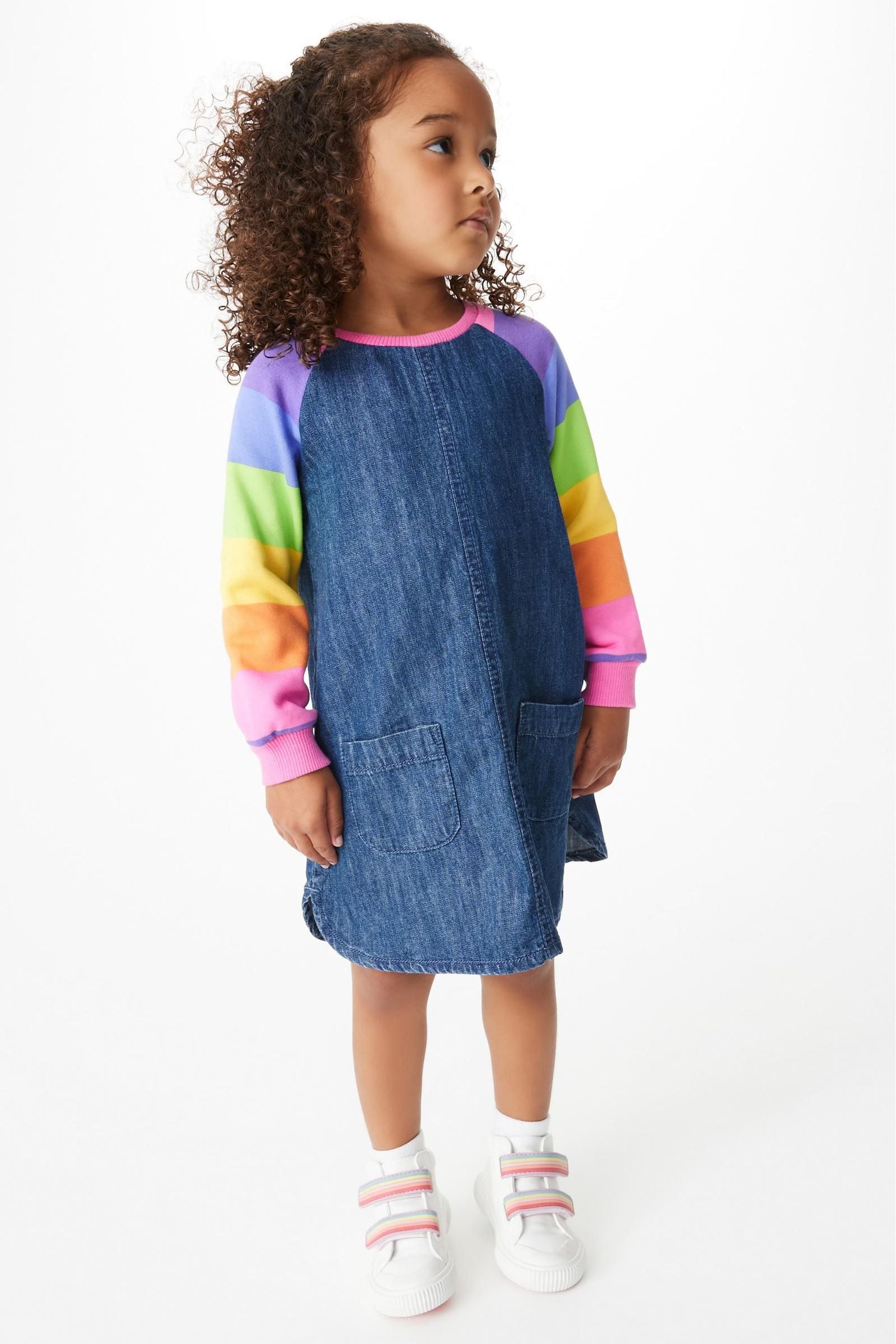 Bright Stripe Rainbow Raglan Denim Dress (3mths-7yrs)