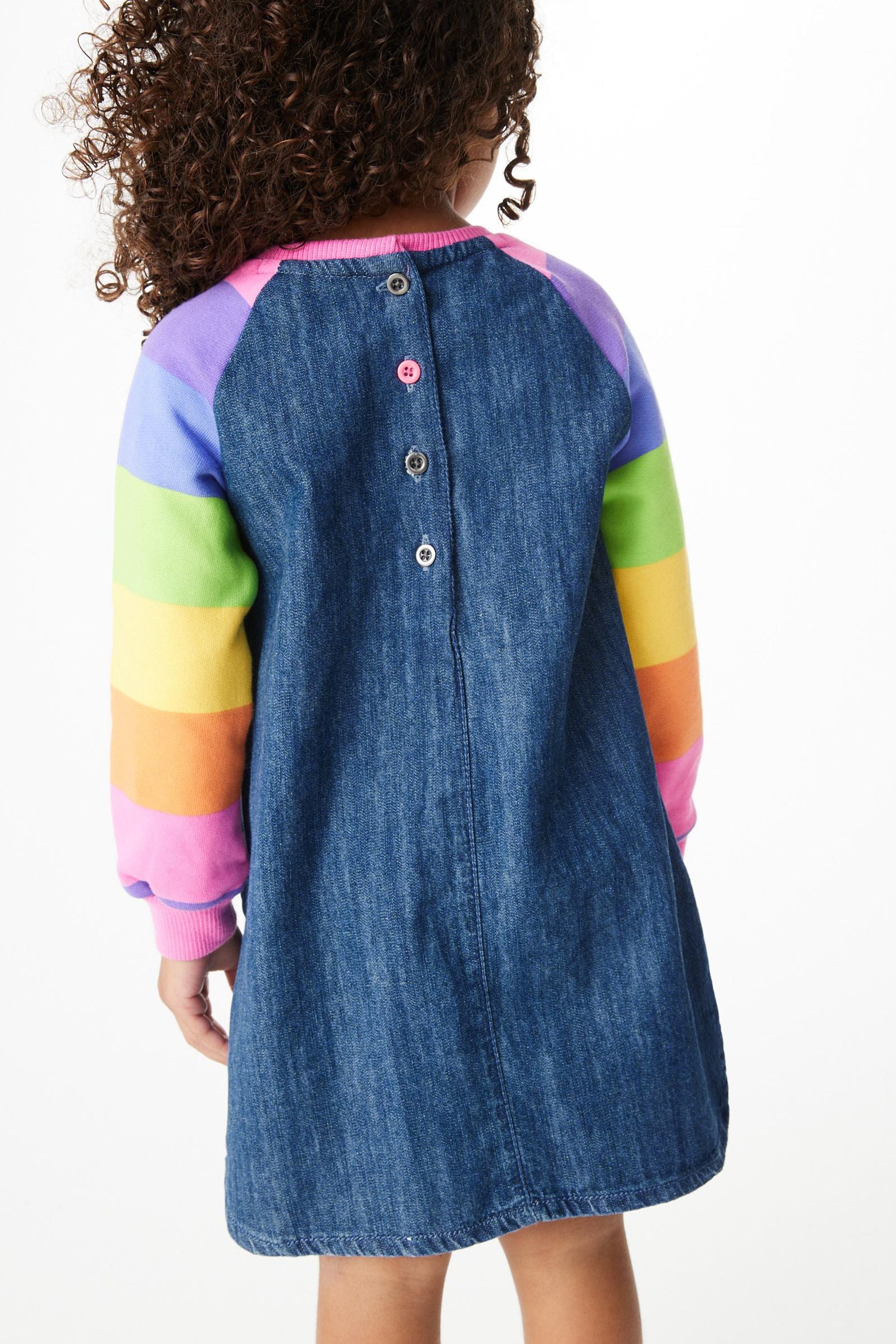 Bright Stripe Rainbow Raglan Denim Dress (3mths-7yrs)