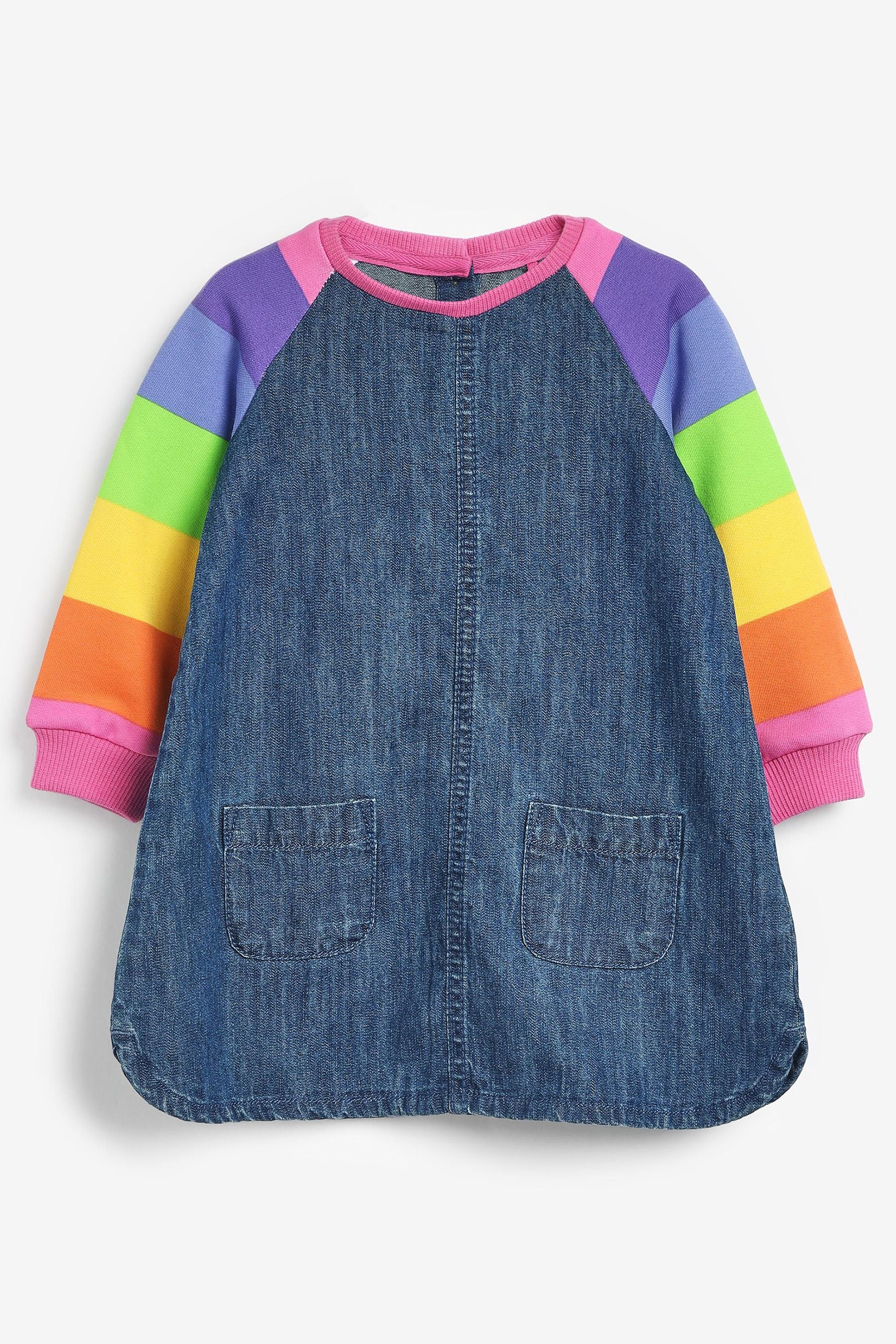 Bright Stripe Rainbow Raglan Denim Dress (3mths-7yrs)