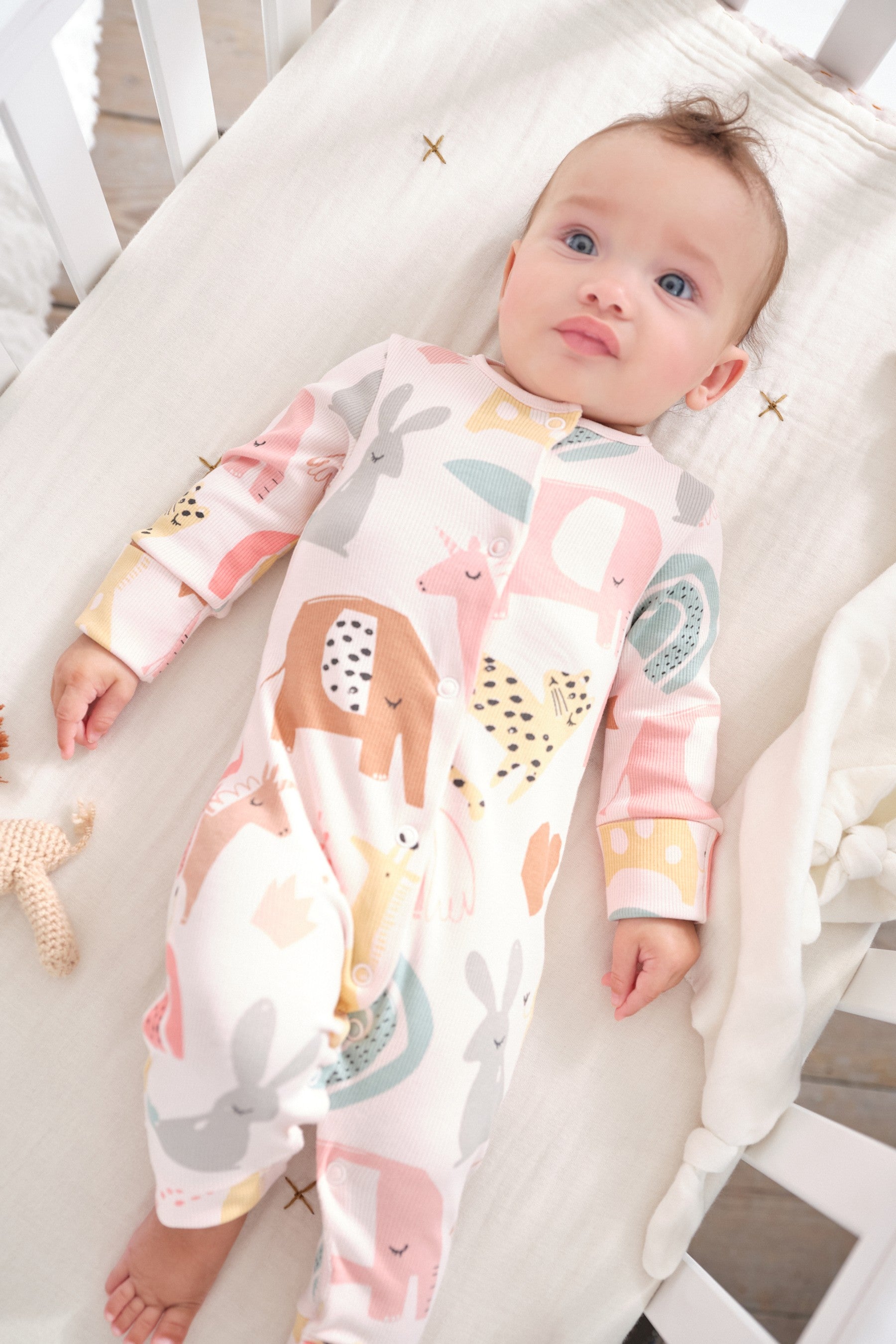 Pink Character Baby 3 Pack Footless Sleepsuits (0mths-3yrs)