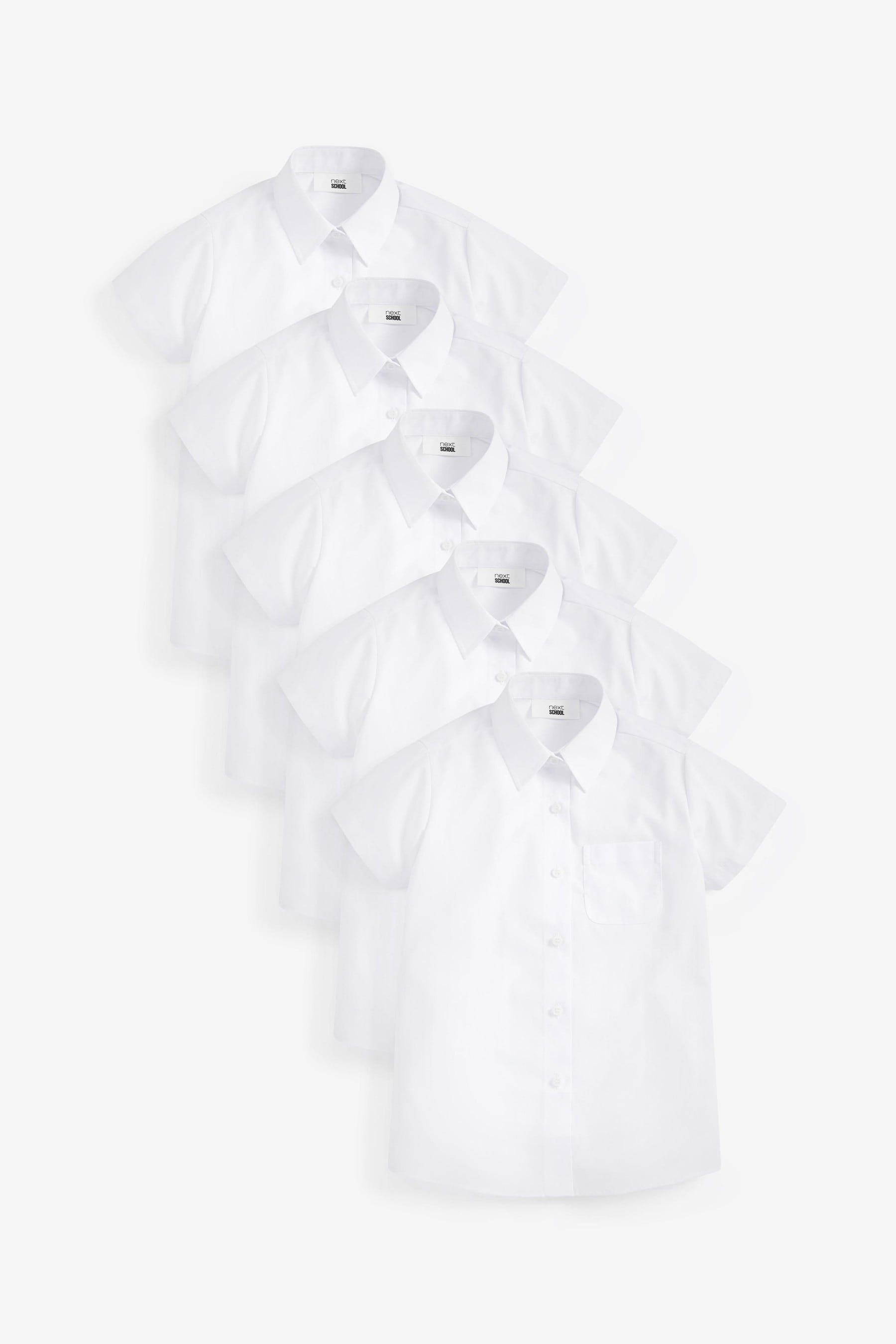 White 5 Pack Short Sleeve School Shirts (3-18yrs)