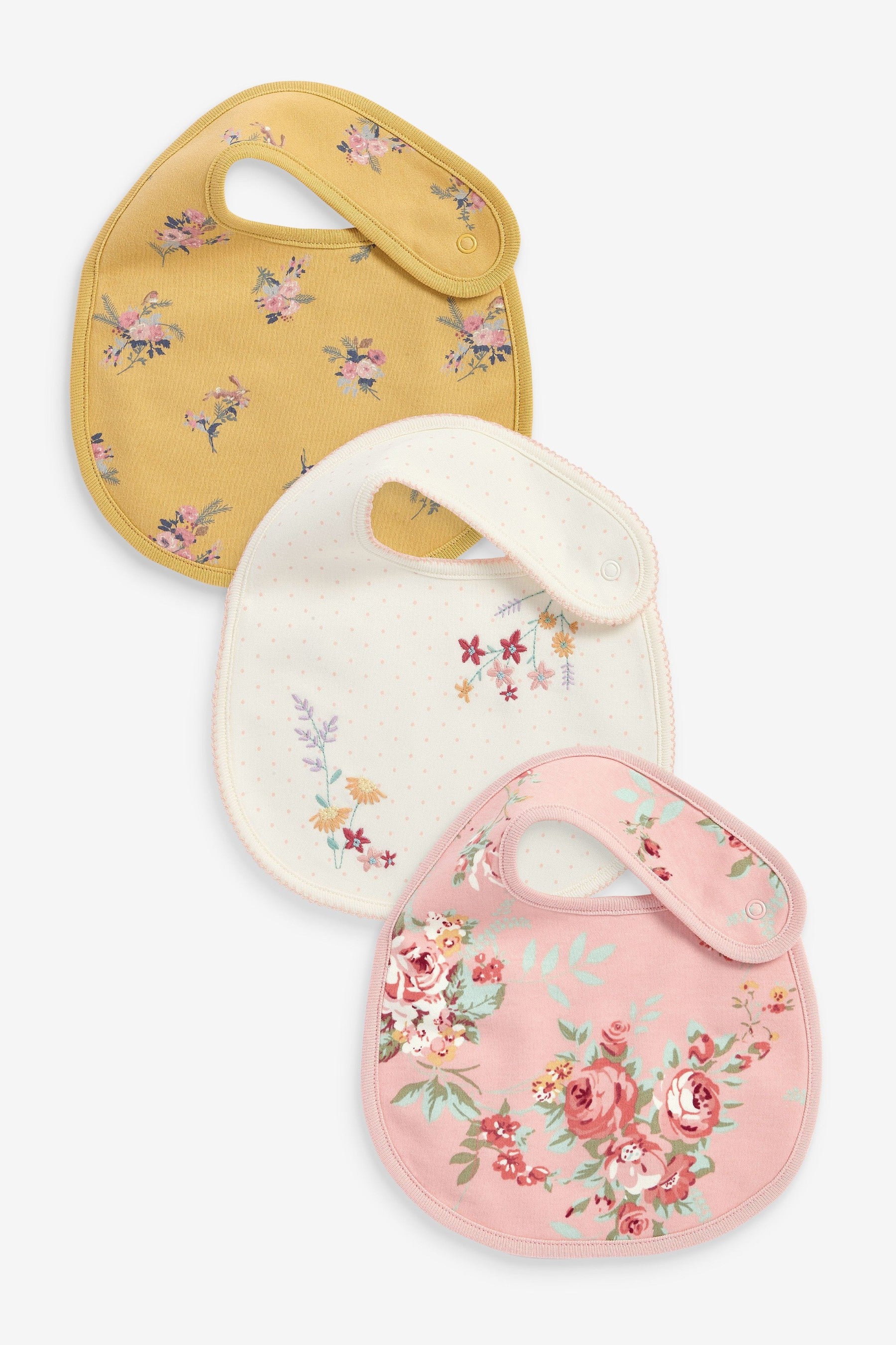 Pink Floral 3 Pack Baby Bibs