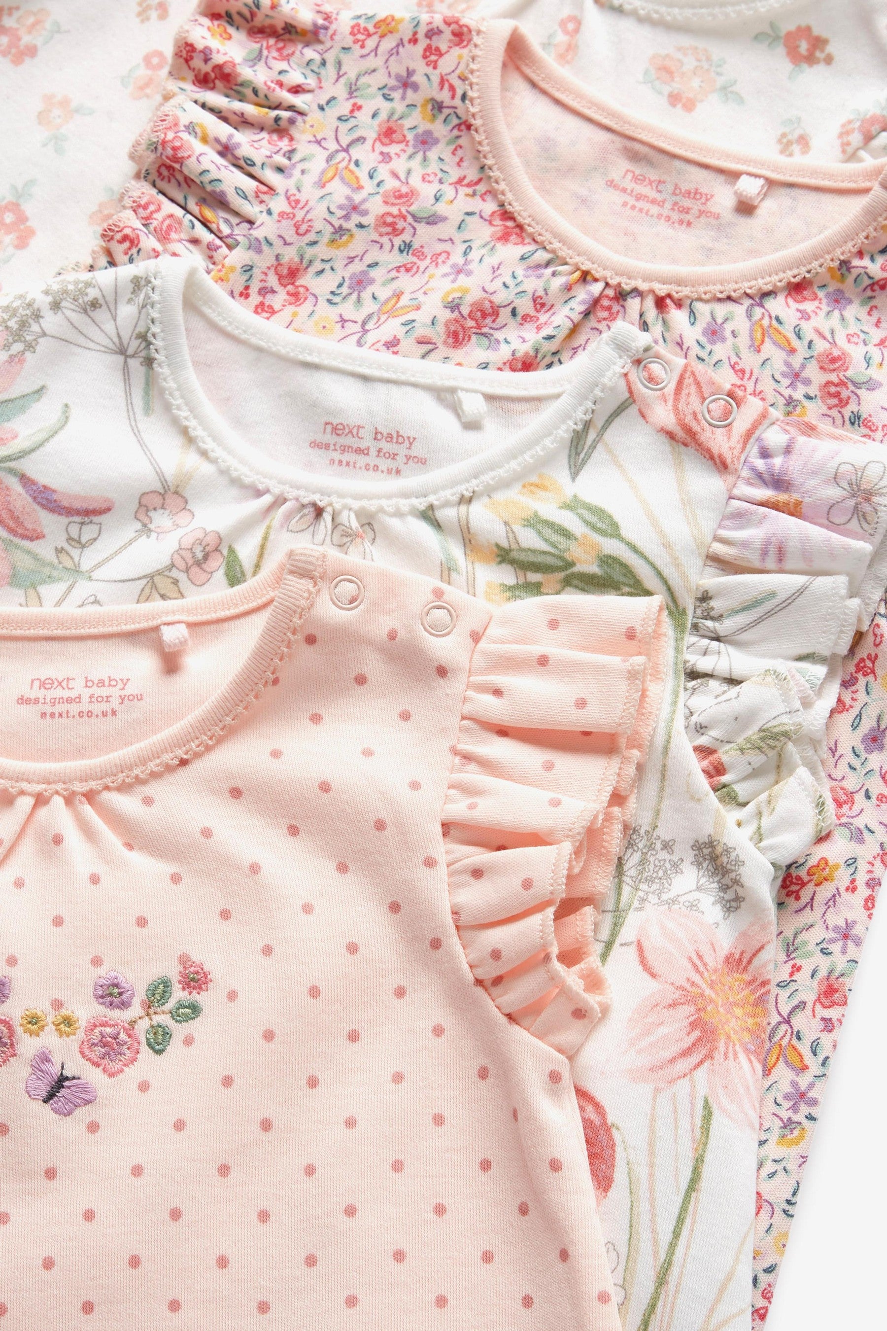 Pink 4 Pack Pretty Baby Rompers (0mths-3yrs)