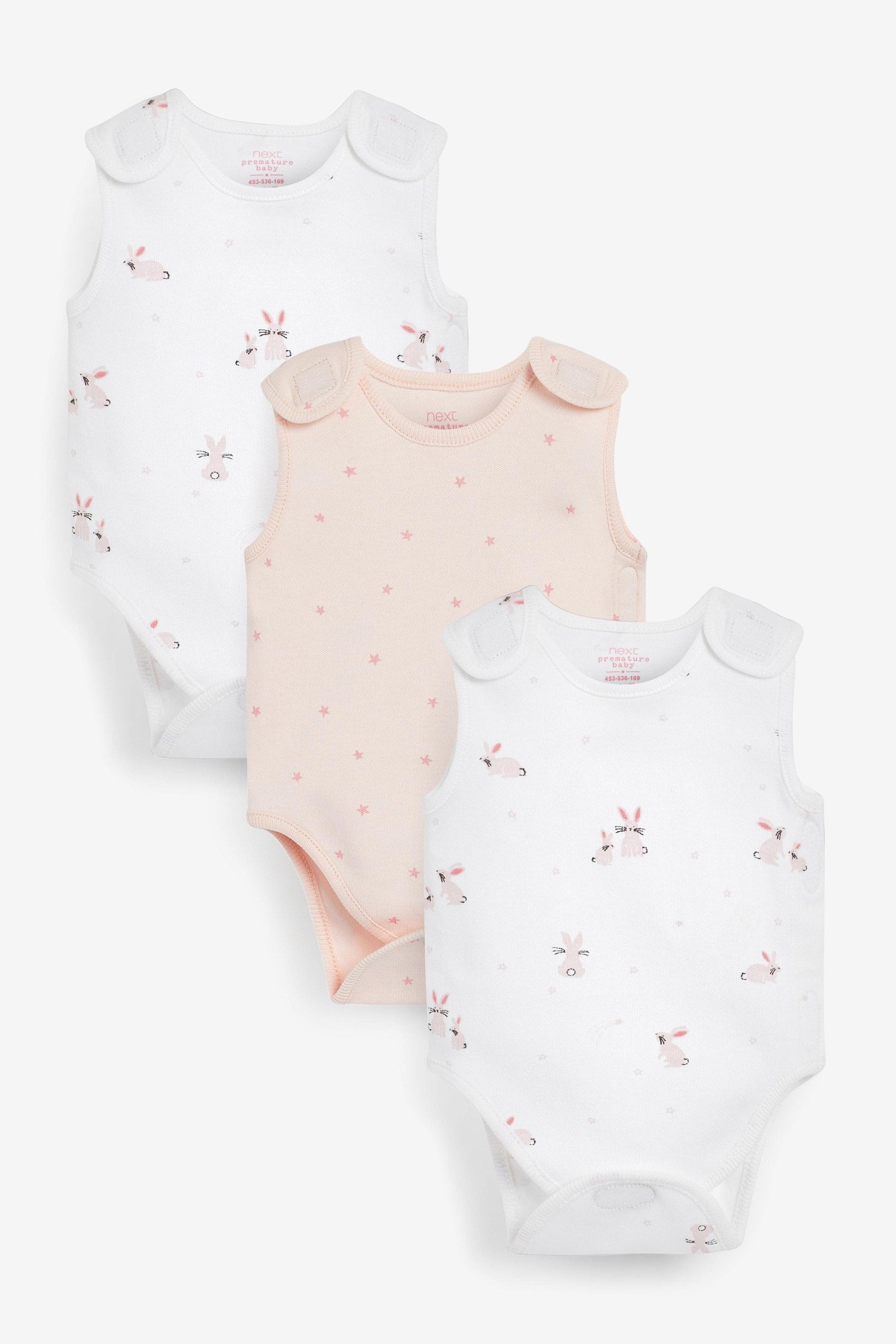 Pink Premature Baby 3 Pack Vest Bodysuits