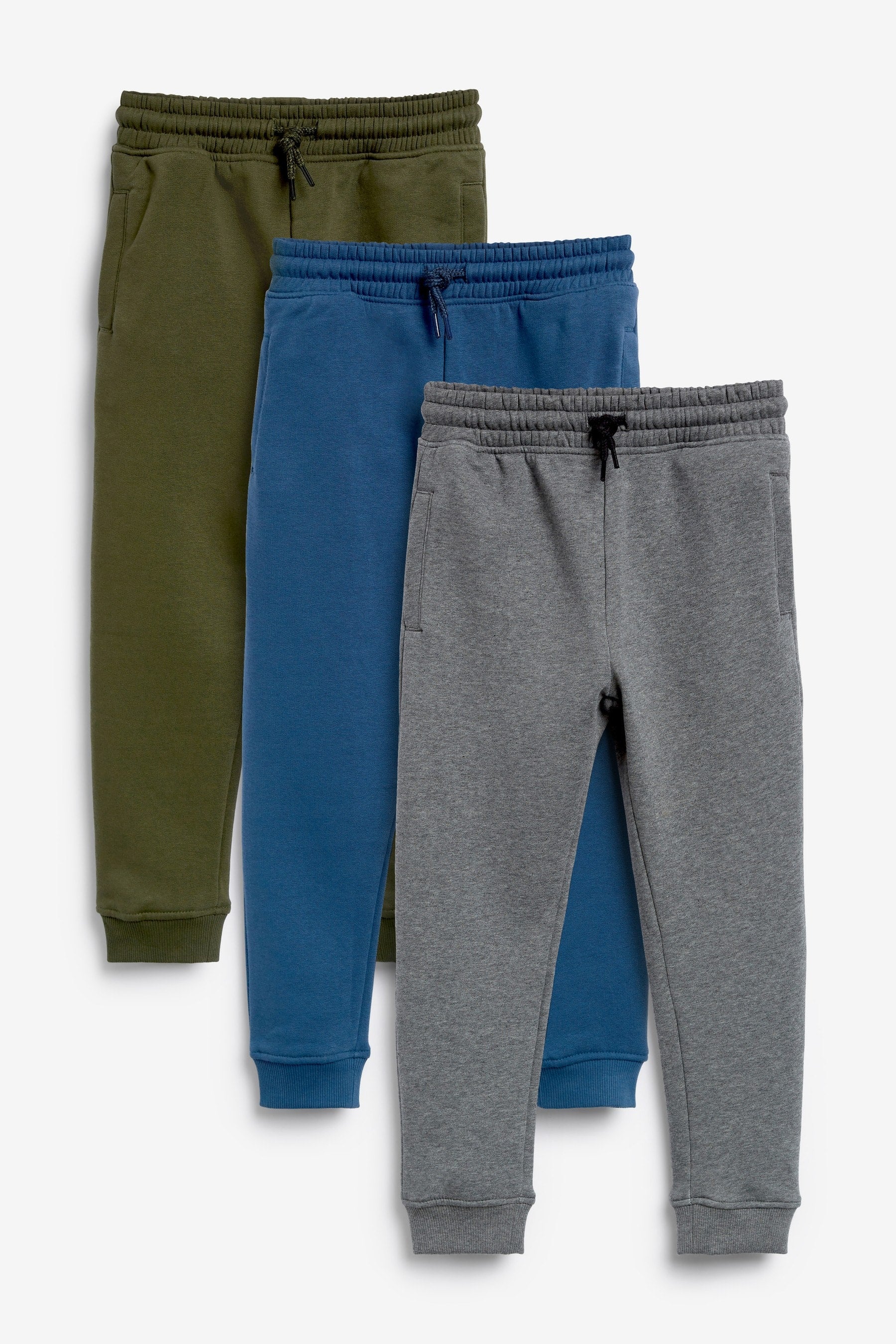 Khaki/Blue/Grey Joggers 3 Pack (3-16yrs)