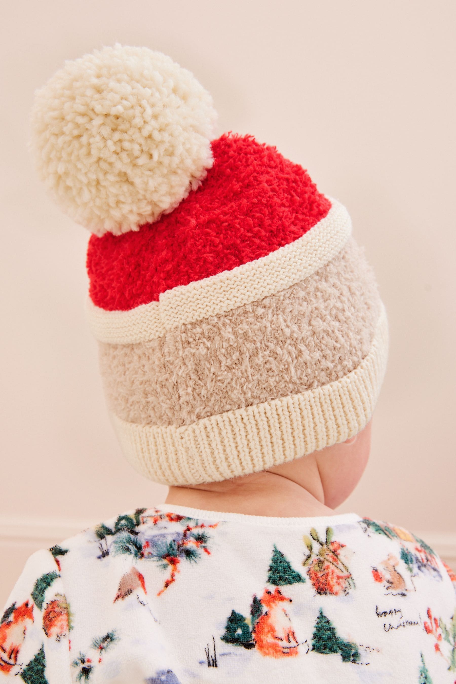 Red Santa Knitted Baby Pom Hat (0mths-2yrs)