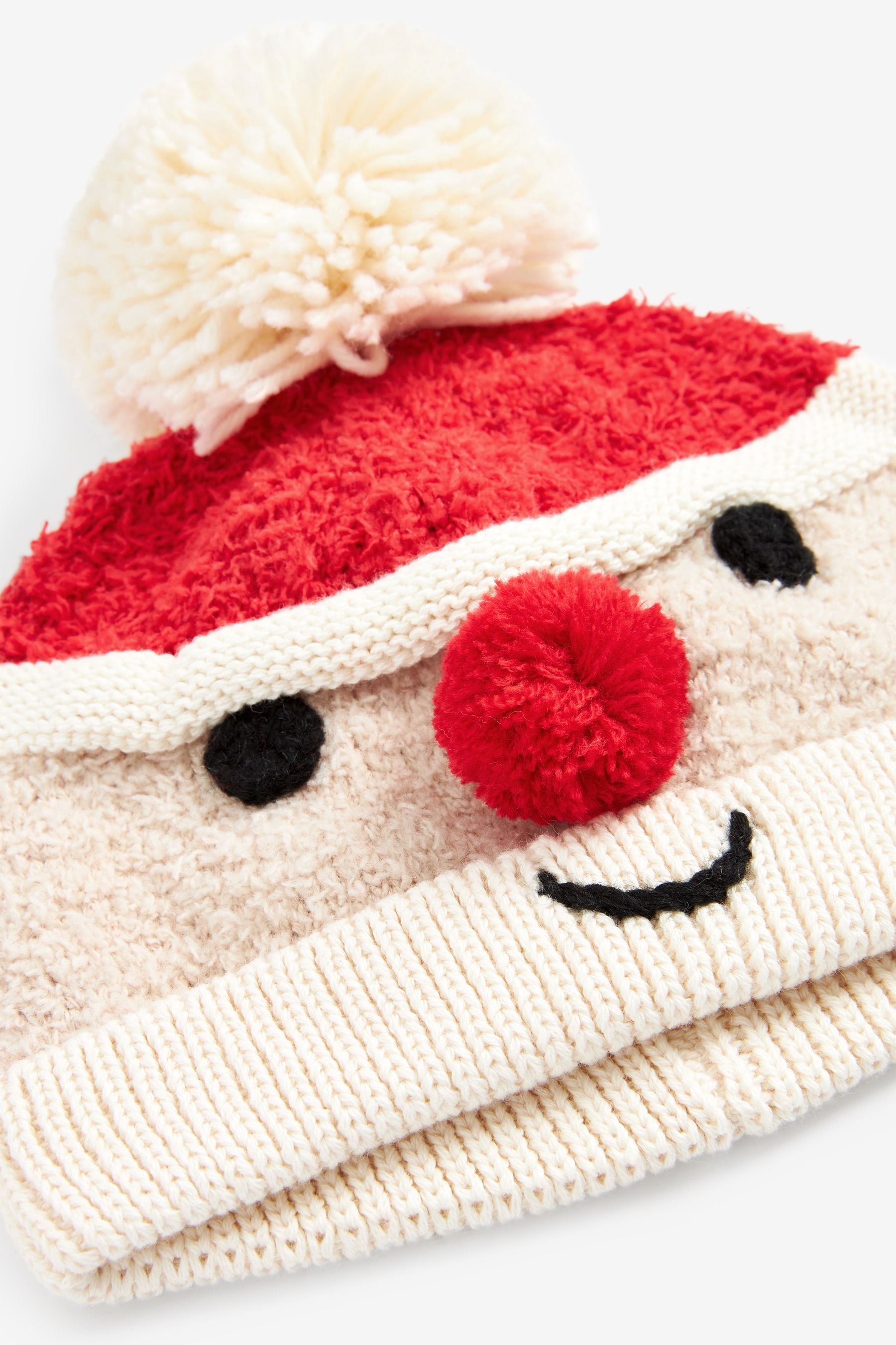 Red Santa Knitted Baby Pom Hat (0mths-2yrs)