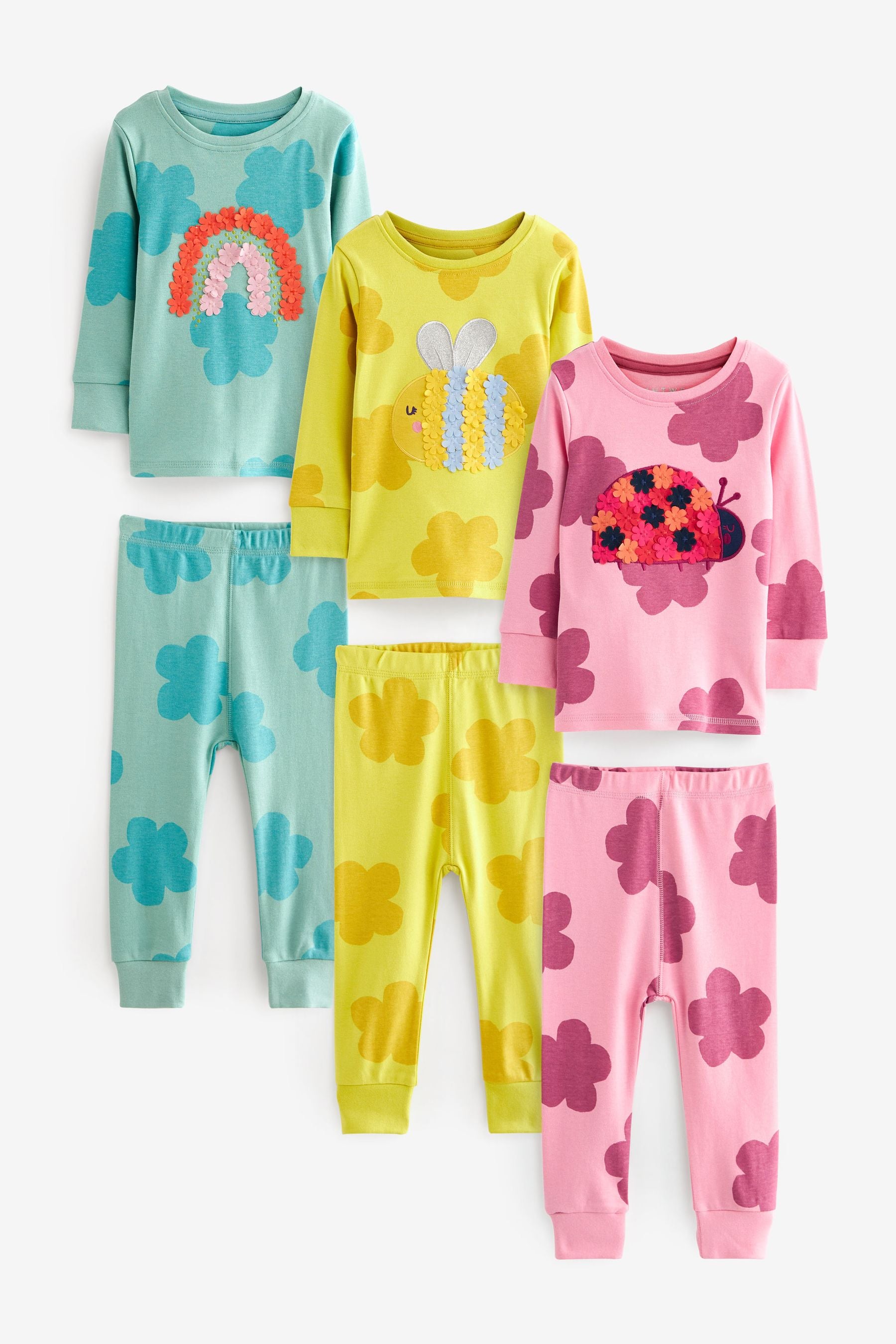 Multi Bright Character 3 Pack Long Sleeve Printed Pyjamas (9mths-8yrs)