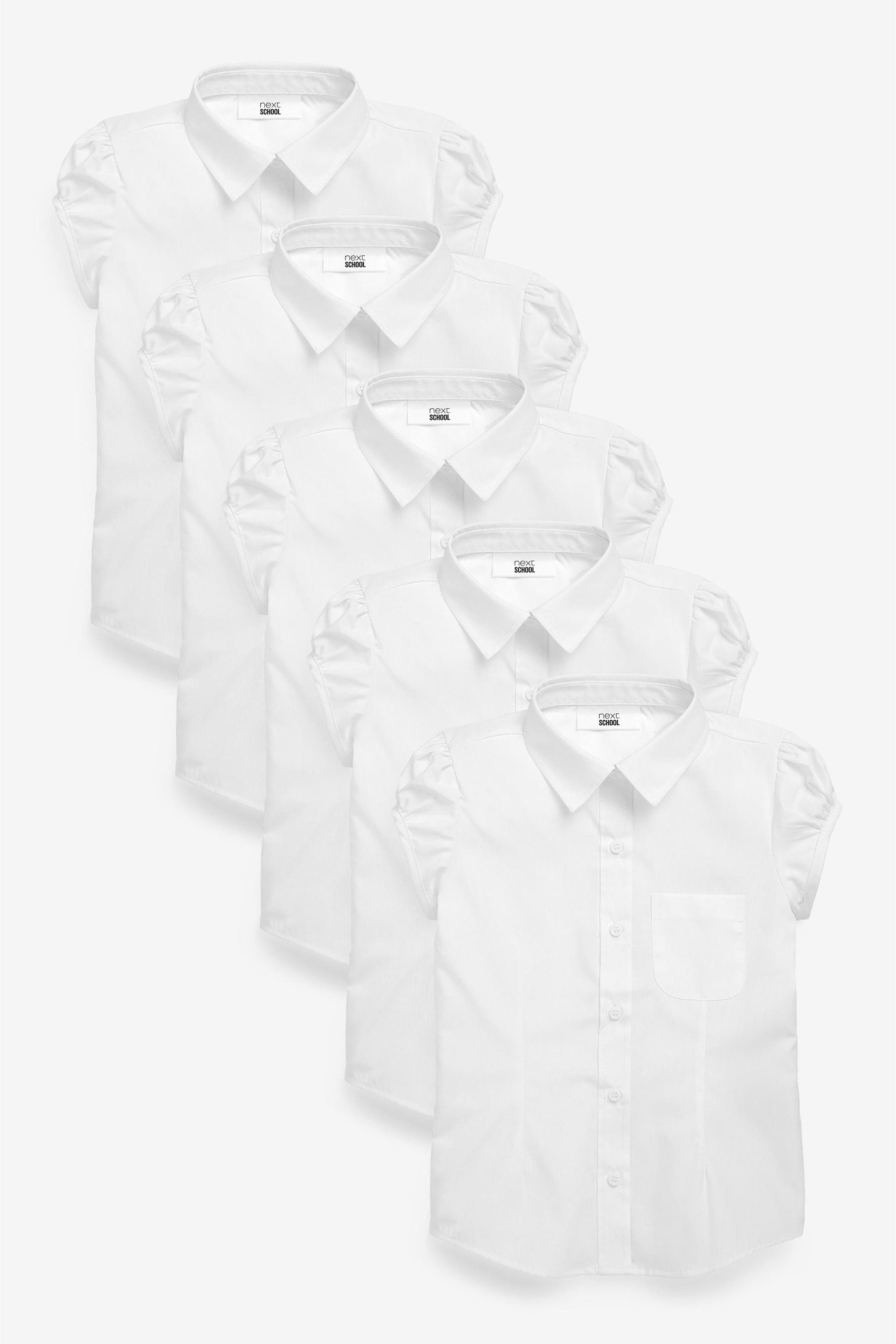 White 5 Pack Puff Sleeve School Shirts (3-16yrs)