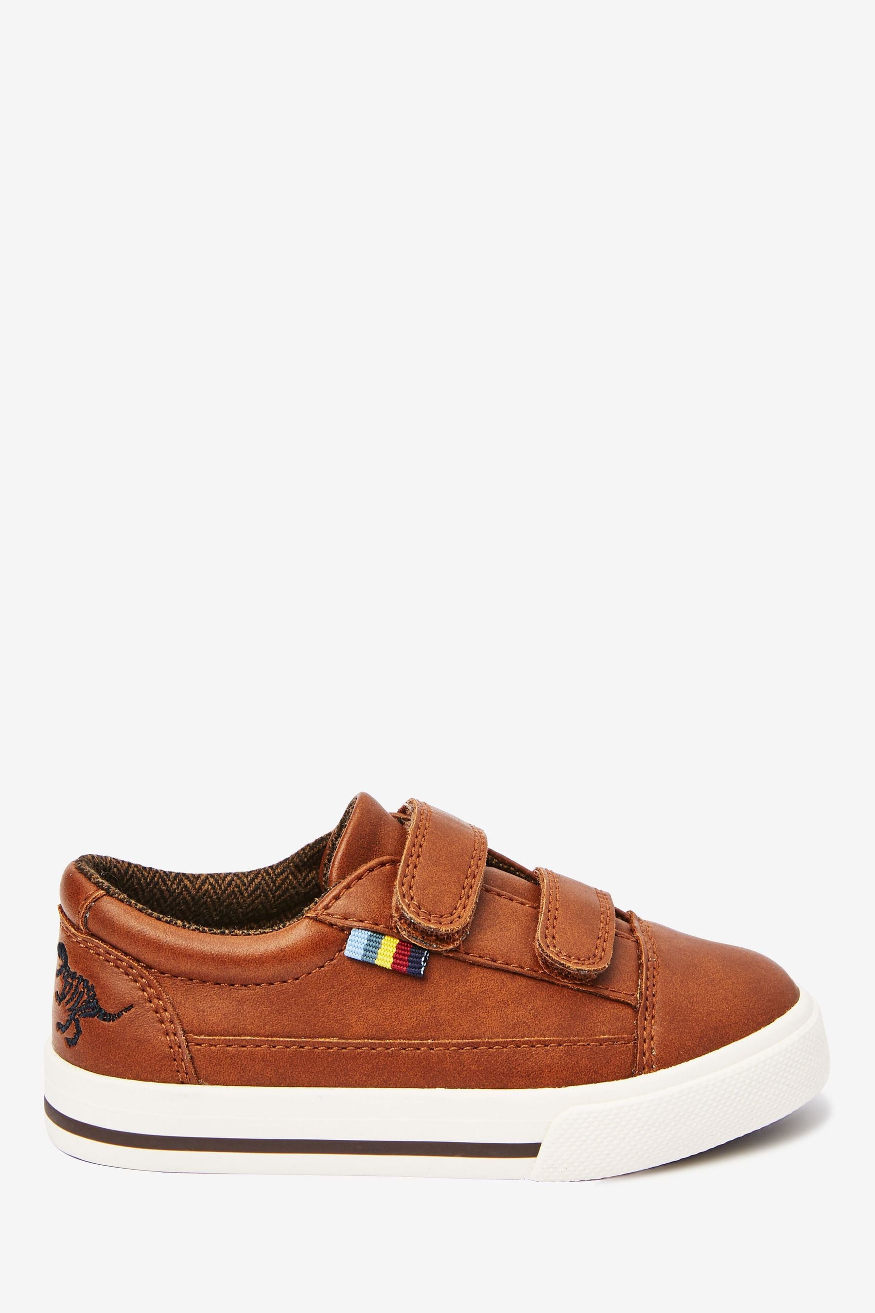 Tan Brown Strap Touch Fastening Shoes