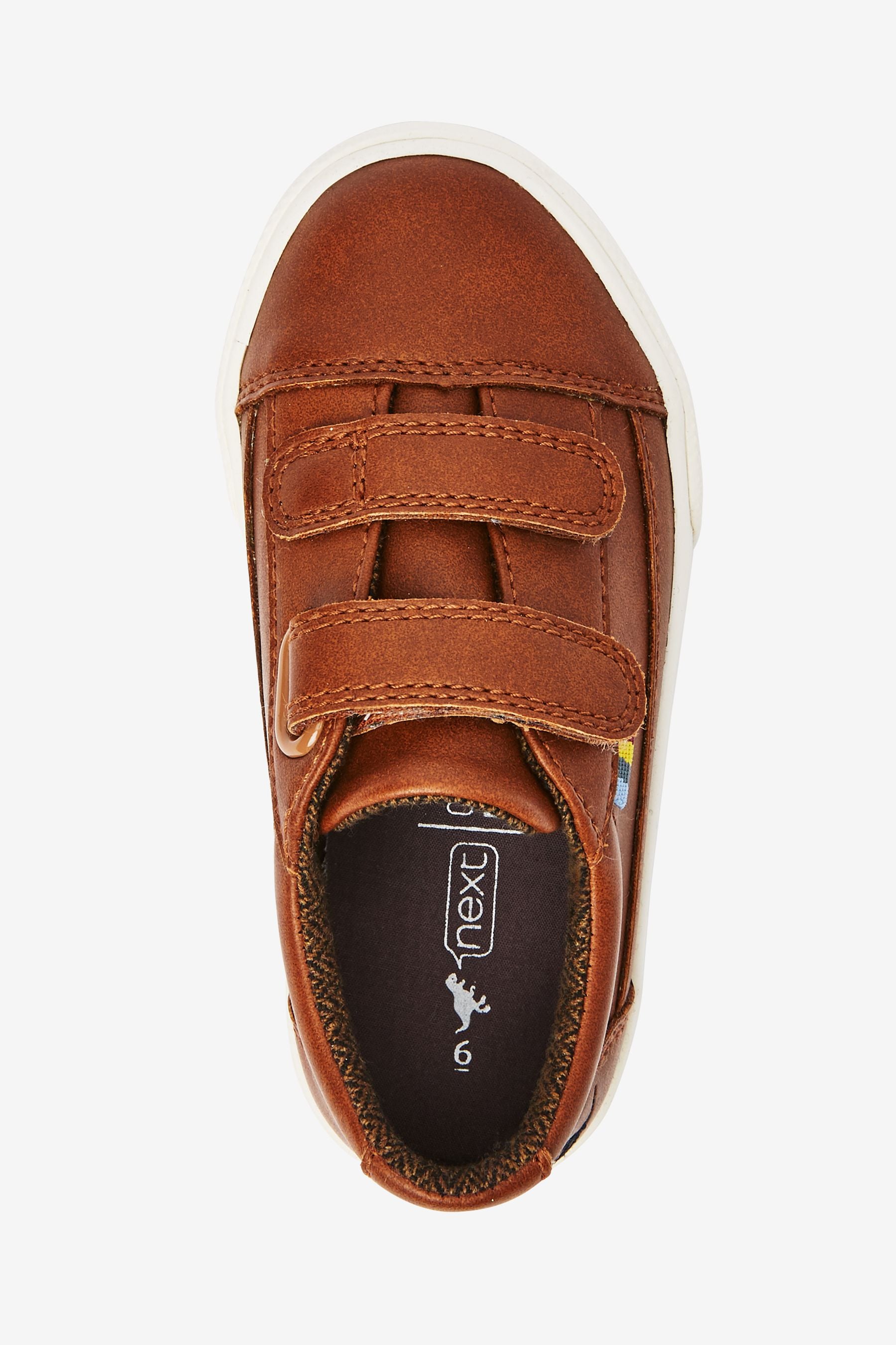 Tan Brown Strap Touch Fastening Shoes